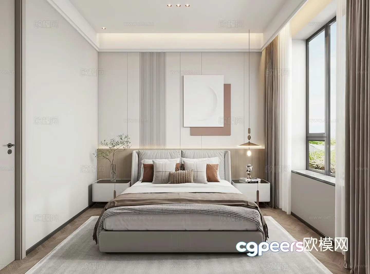 Modern minimalist bedroom second bedroom 3D model
