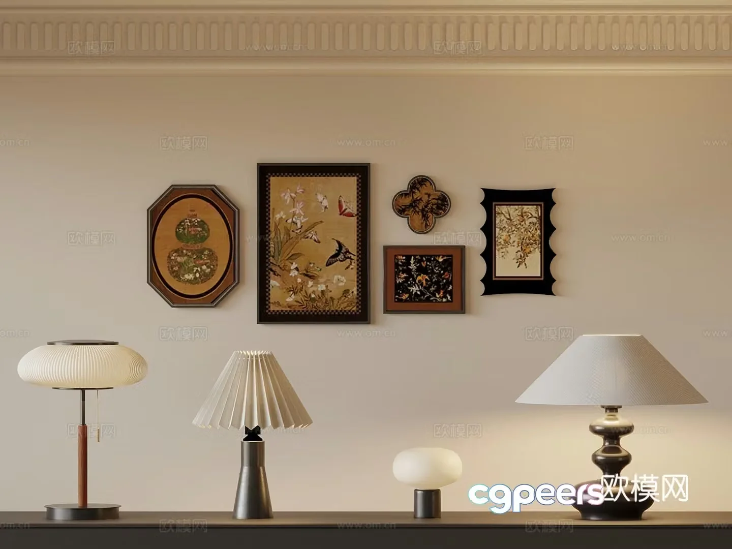 French desk lamp decorative painting 3d model