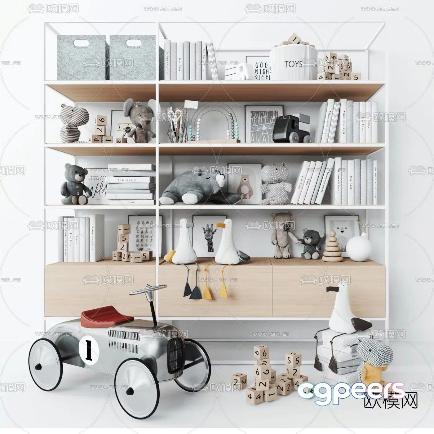 Modern children’s toy storage rack 3d model