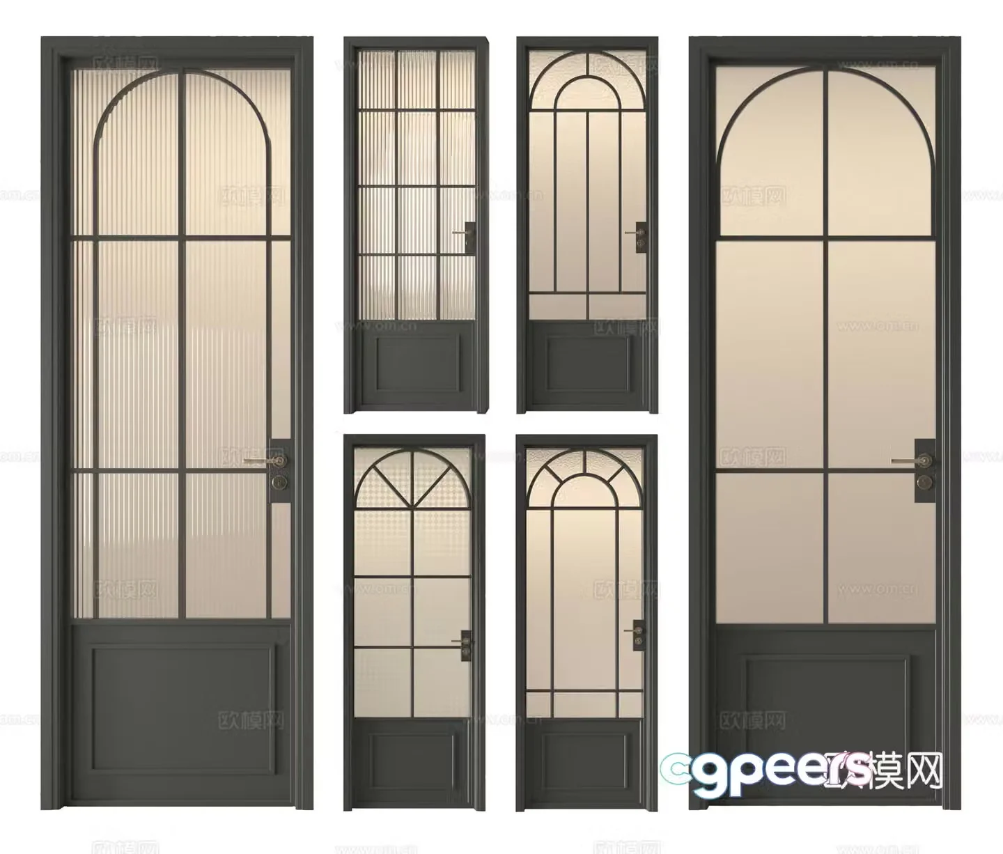 French glass door Italian glass door Glass door Single-open door Bathroom door Kitchen door 3D model