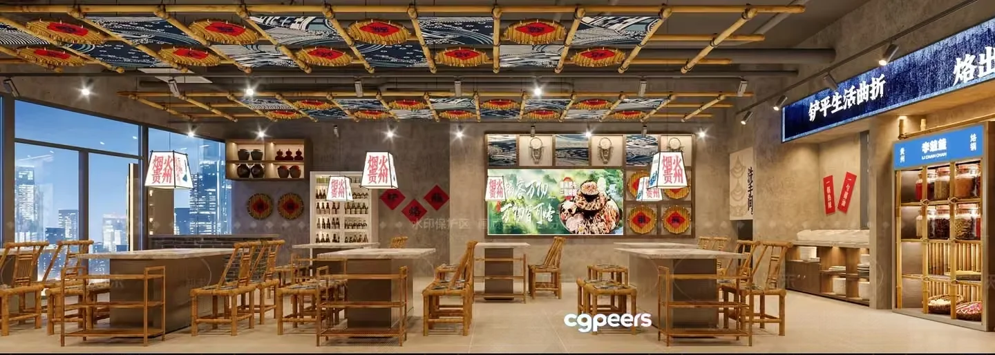 A Modern Asian Restaurant 3D Model – 10728 – VRAY Render