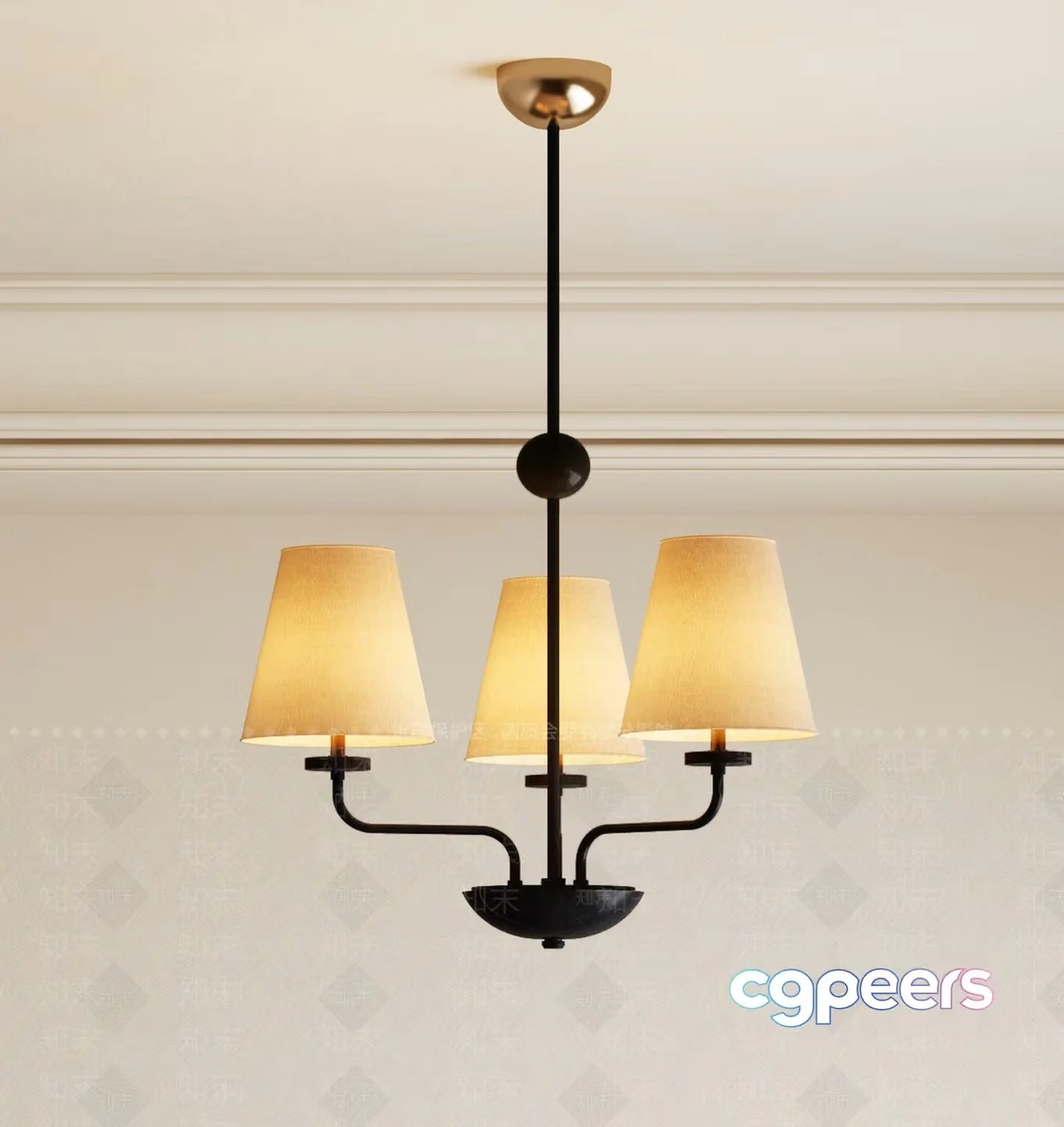 Gold Light Fixture 3D Model – 1316 – VRAY Render