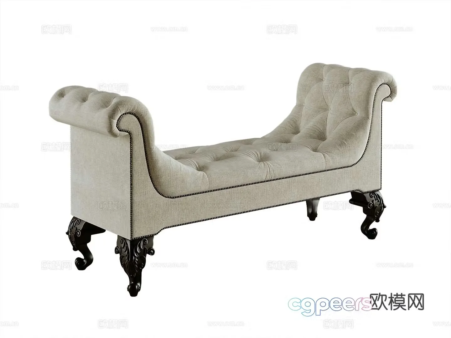 American footrest bedside stool 3d model