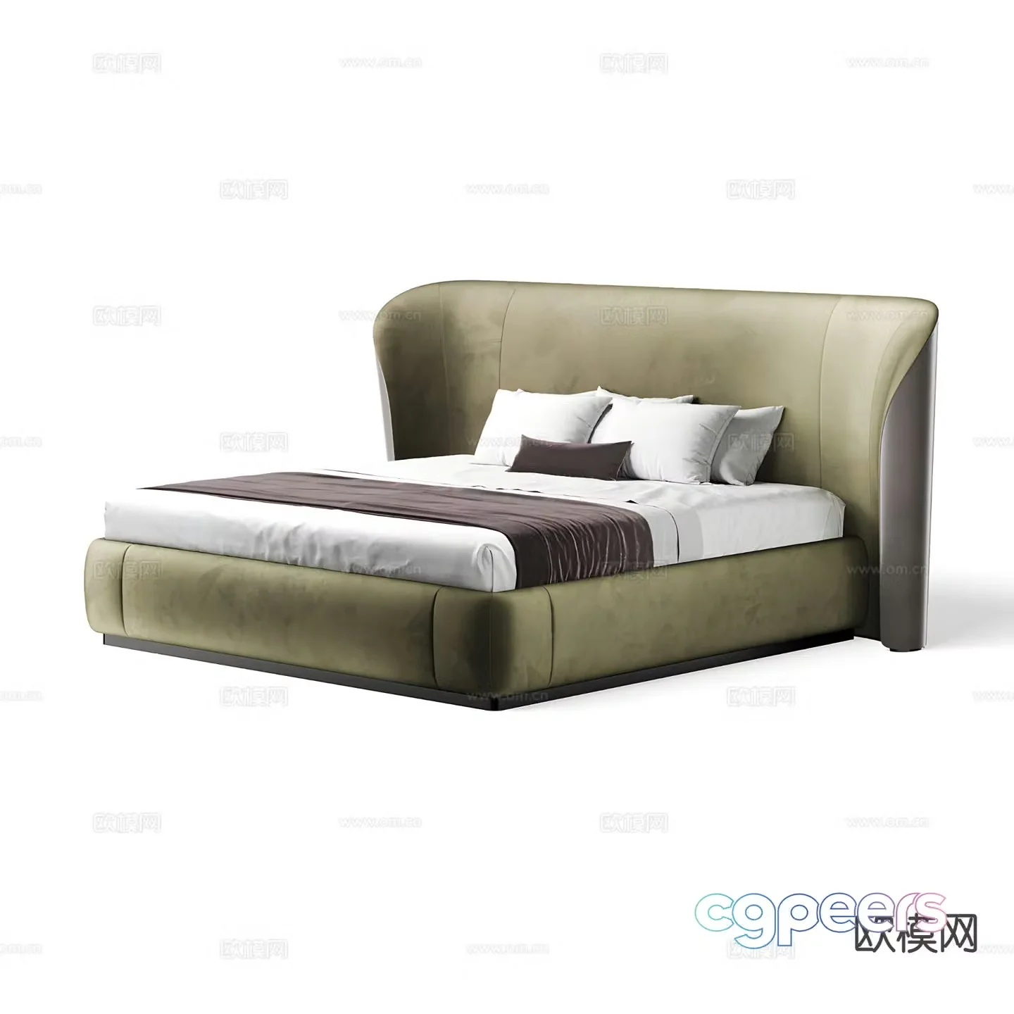 Italian double bed 3d model