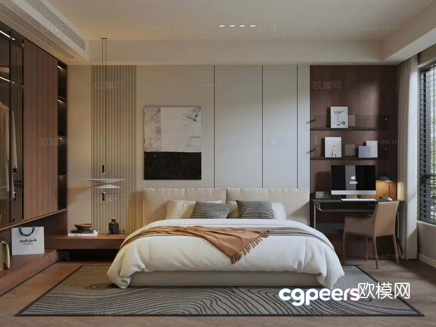 3D model of sci-civil cream style home bedroom