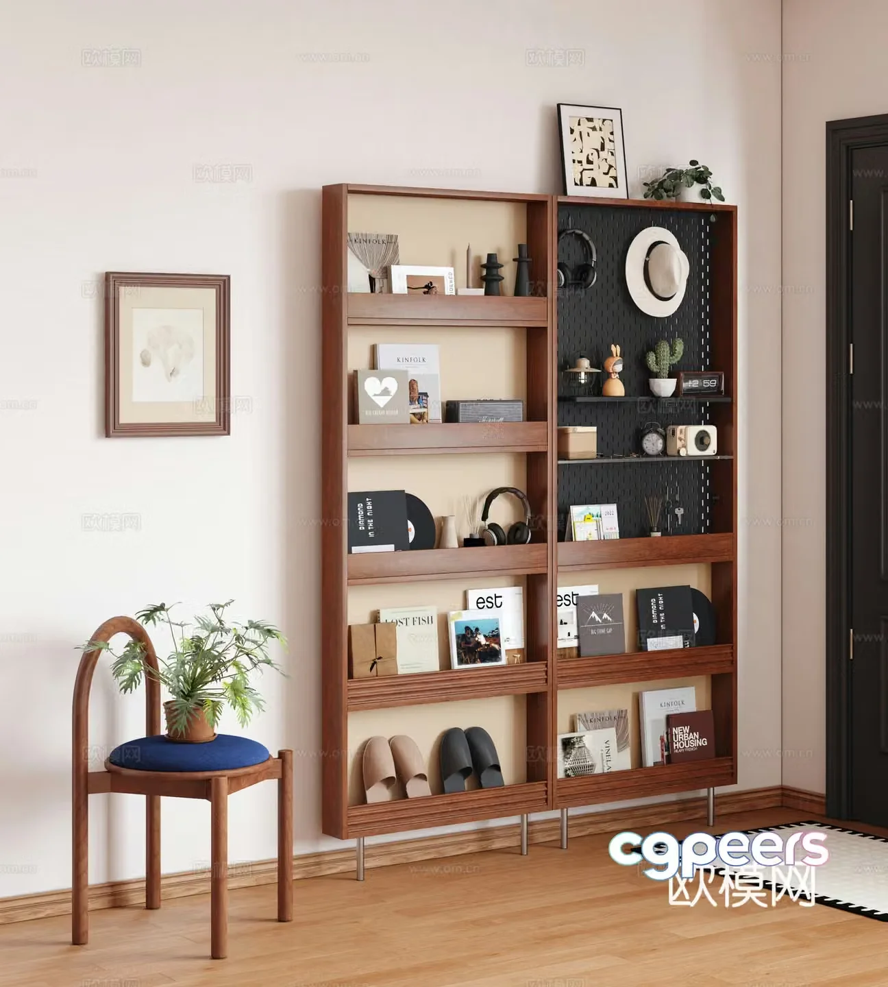 Medieval style storage rack storage cabinet magazine rack bookcase 3d model