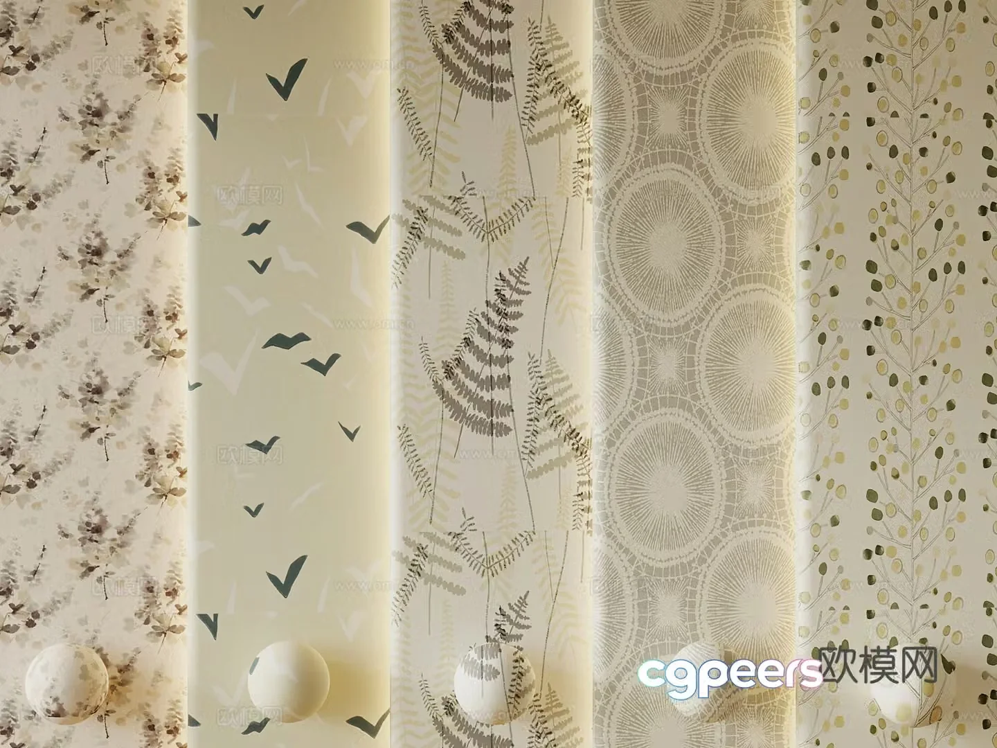 Wall panel modern fabric fabric soft decor 3d model