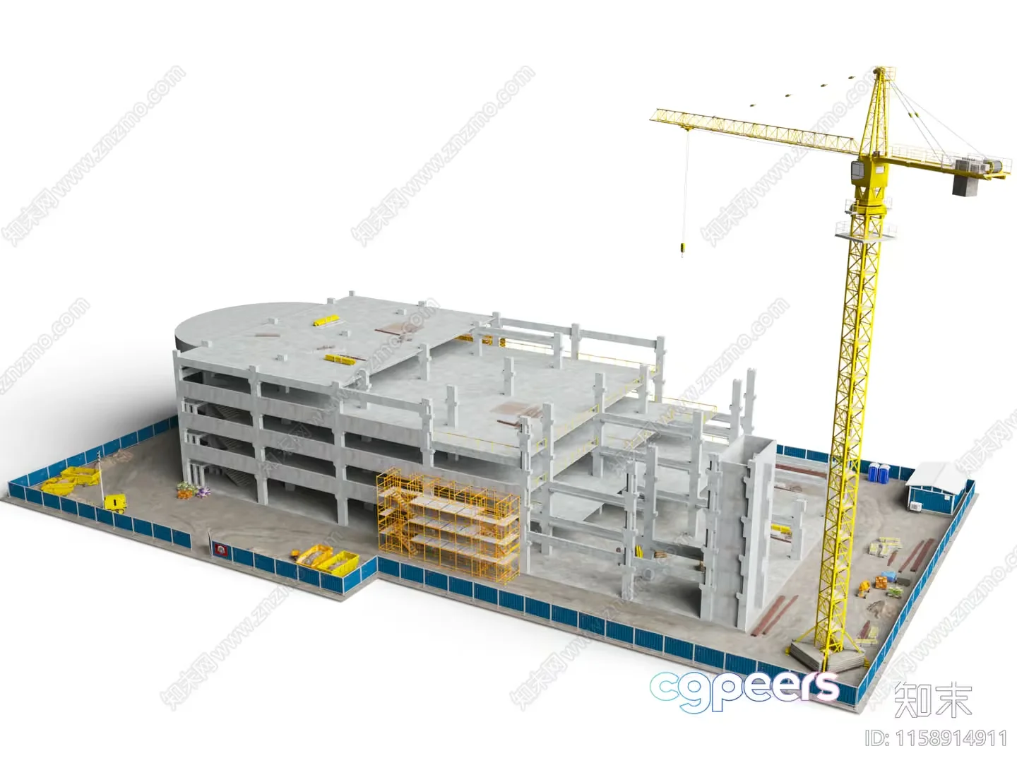 A 3D Model Of A Building Under Construction 3D Model – 803 – VRAY Render