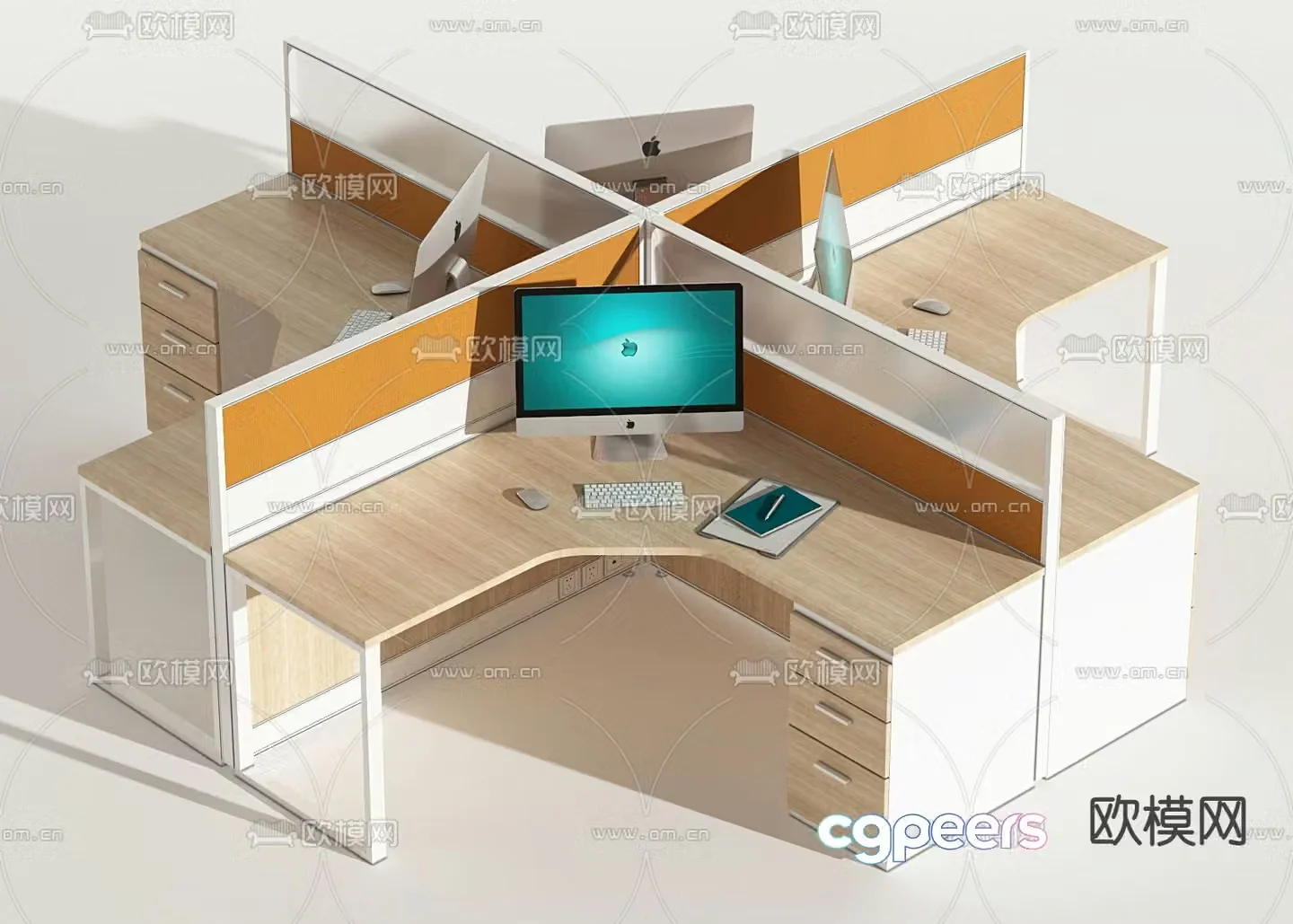 desk workstation 3d model