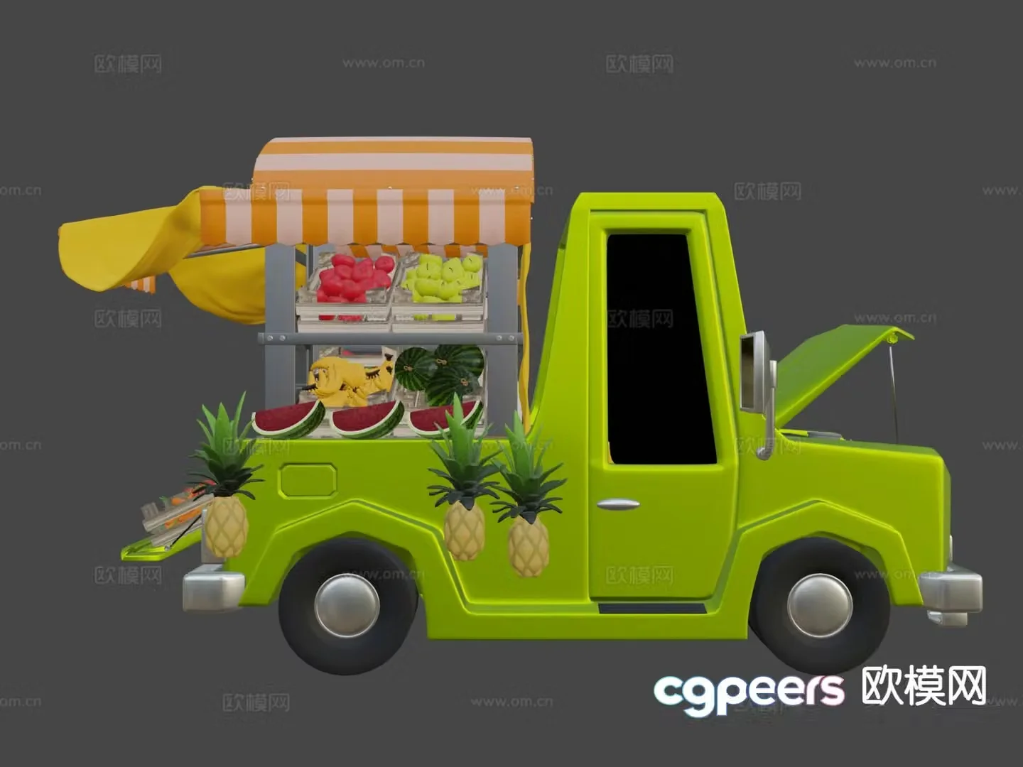 Cartoon toy pickup truck commercial vehicle 3d model