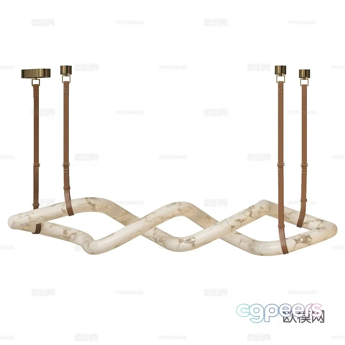 Modern Italian light luxury translucent stone decorative chandelier 3D model