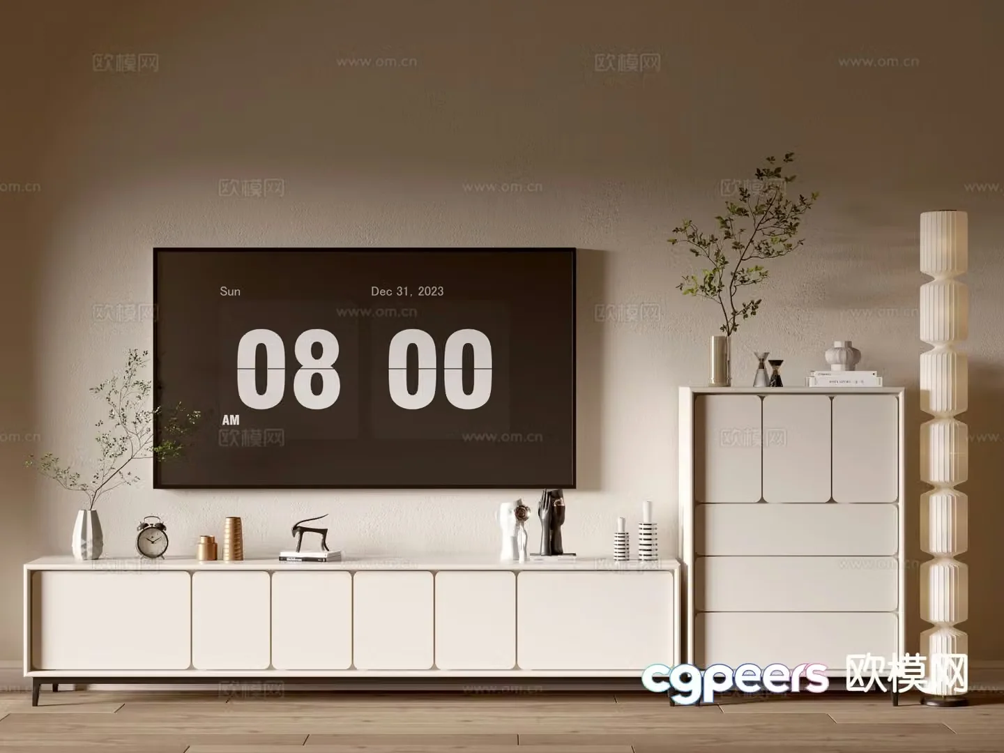 Cream style TV cabinet 3d model