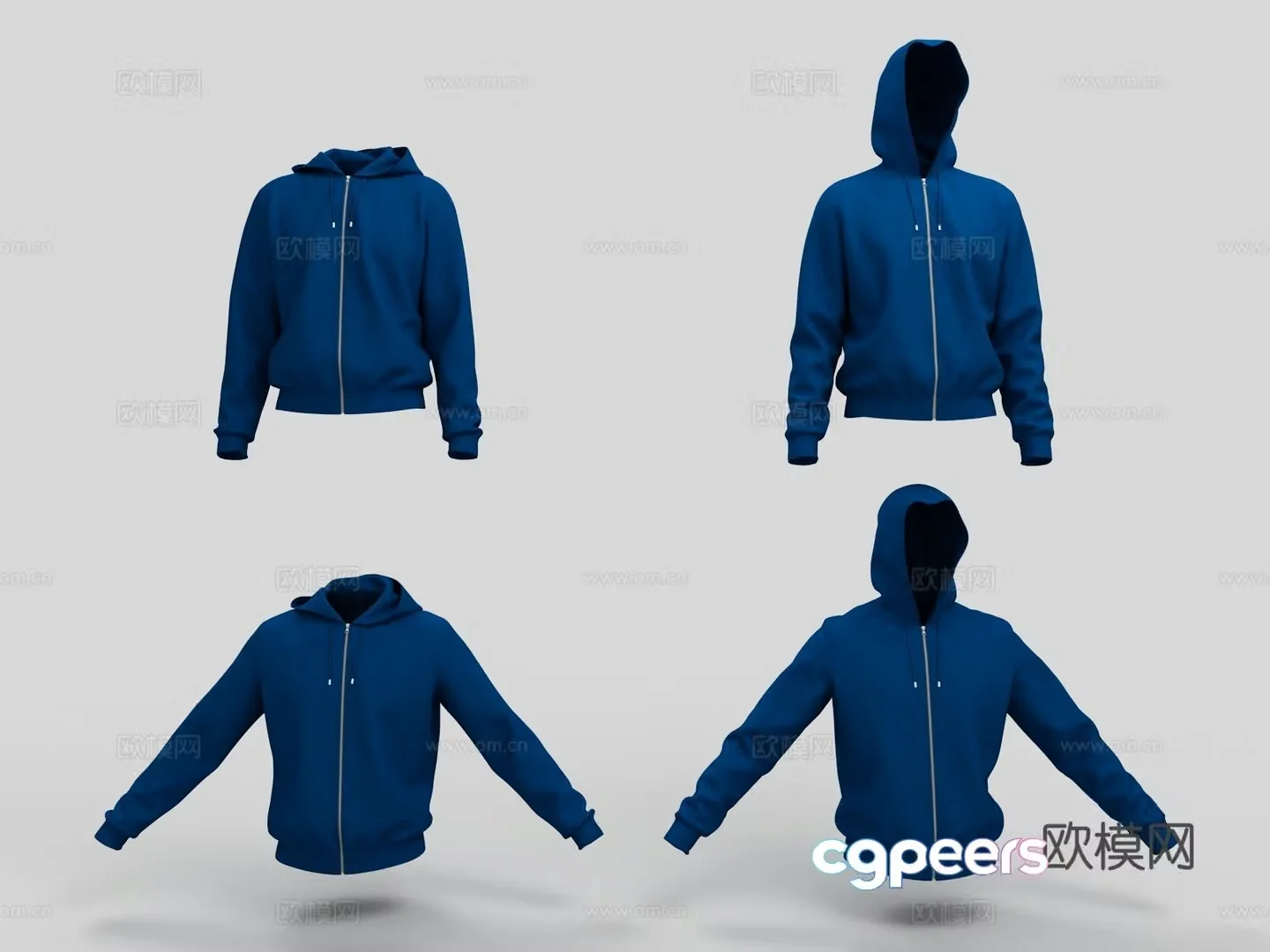 Hooded sweatshirt cardigan sweatshirt zipper sweatshirt 3d model