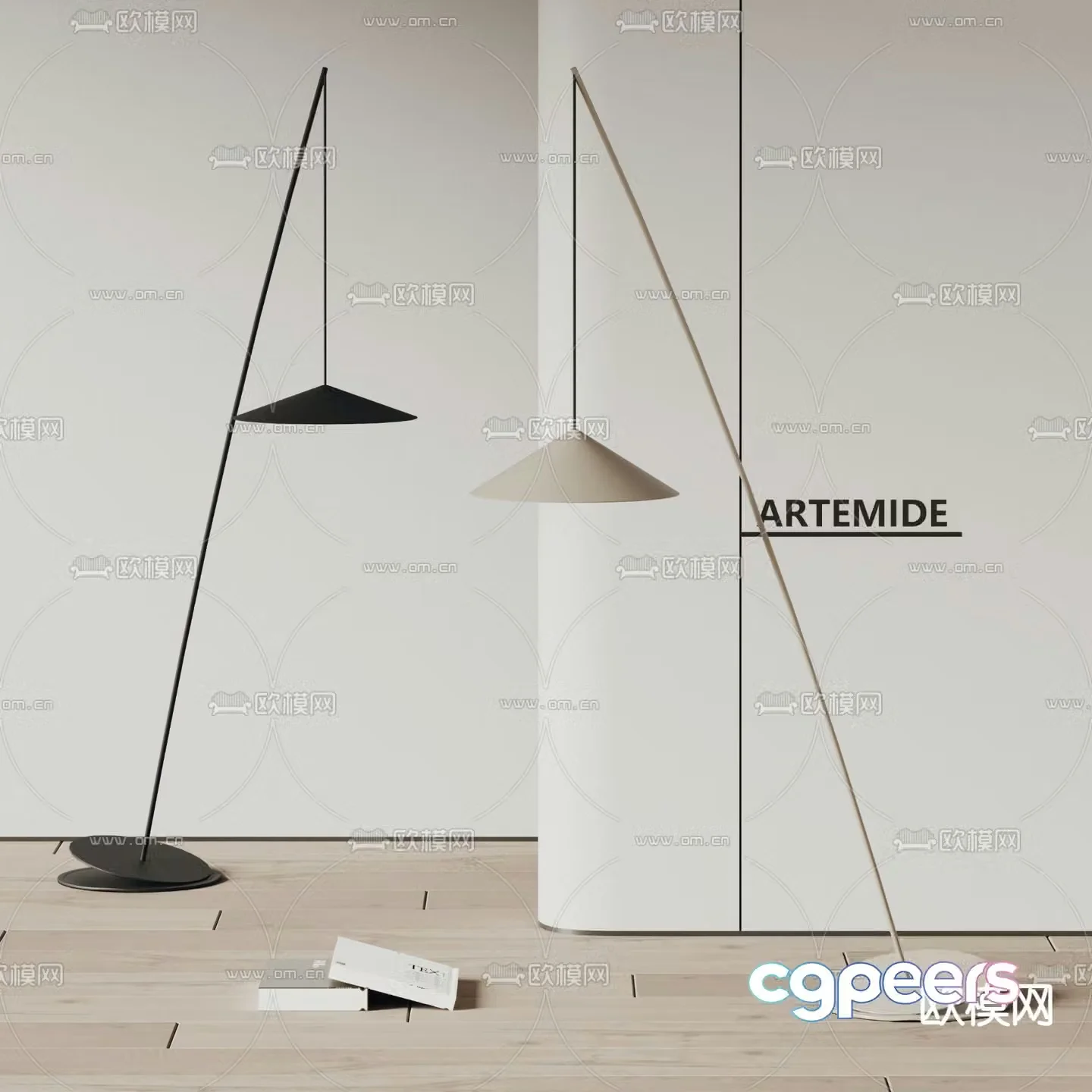 Artemide floor lamp minimalist fishing lamp 3d model