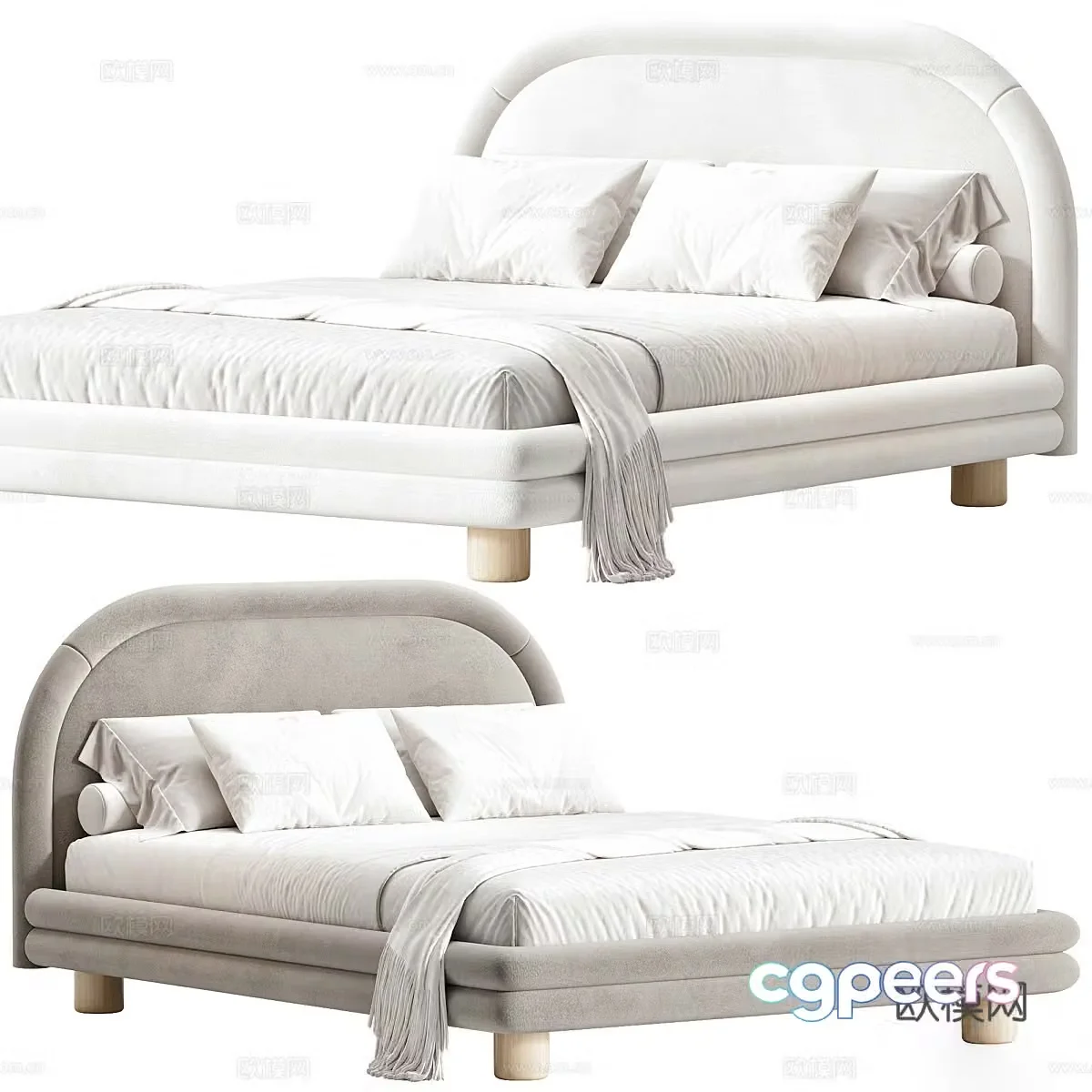 Background double bed 3d model