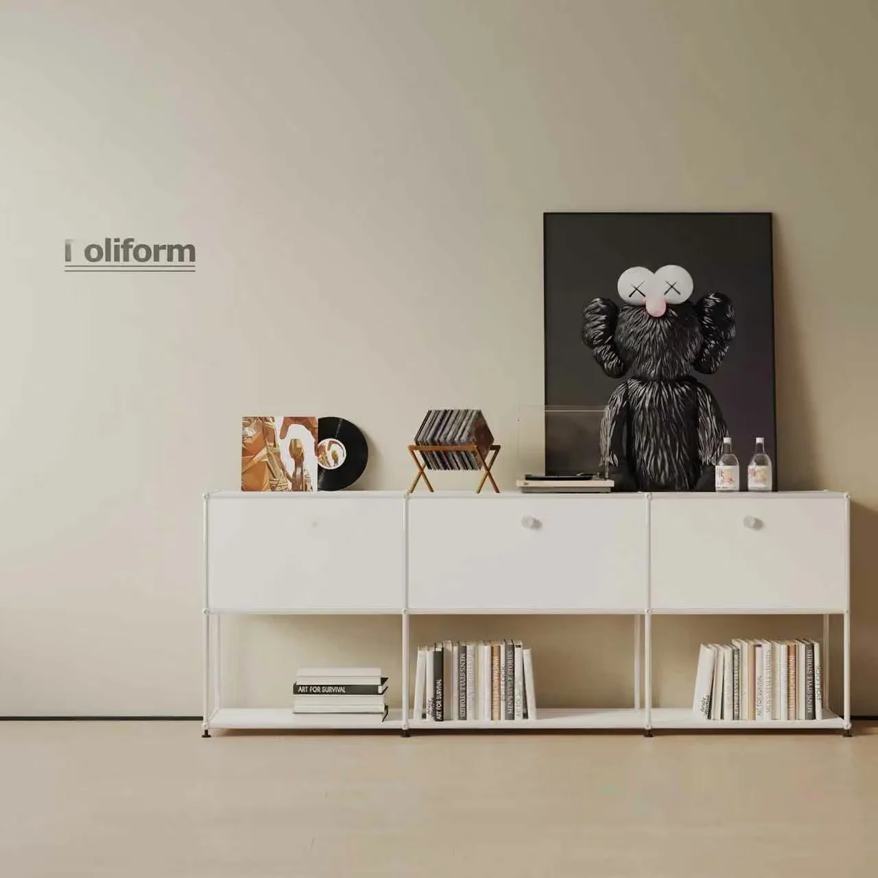 Minimalist White Shelving Unit 3D Model – 14376 – VRAY Render