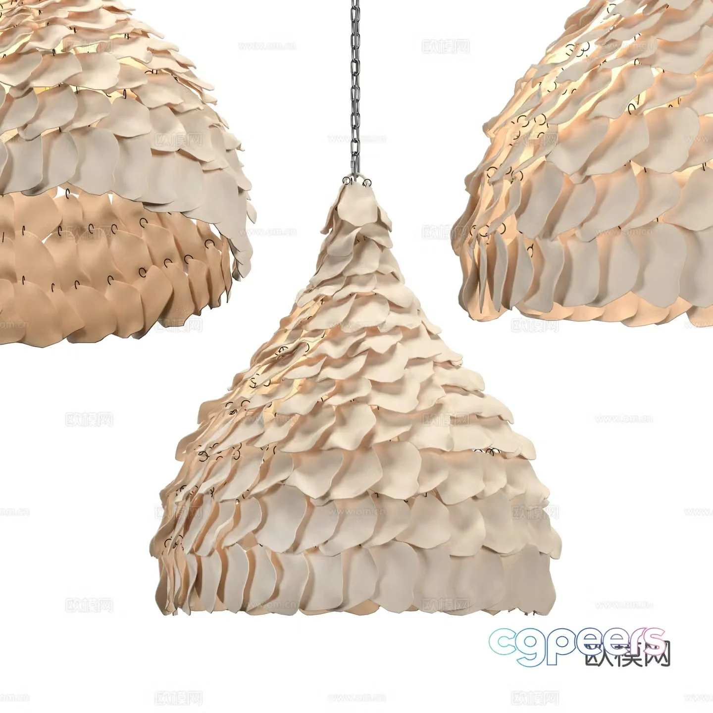 New Chinese style Wavering Petal Decorative Chandelier 3D Model