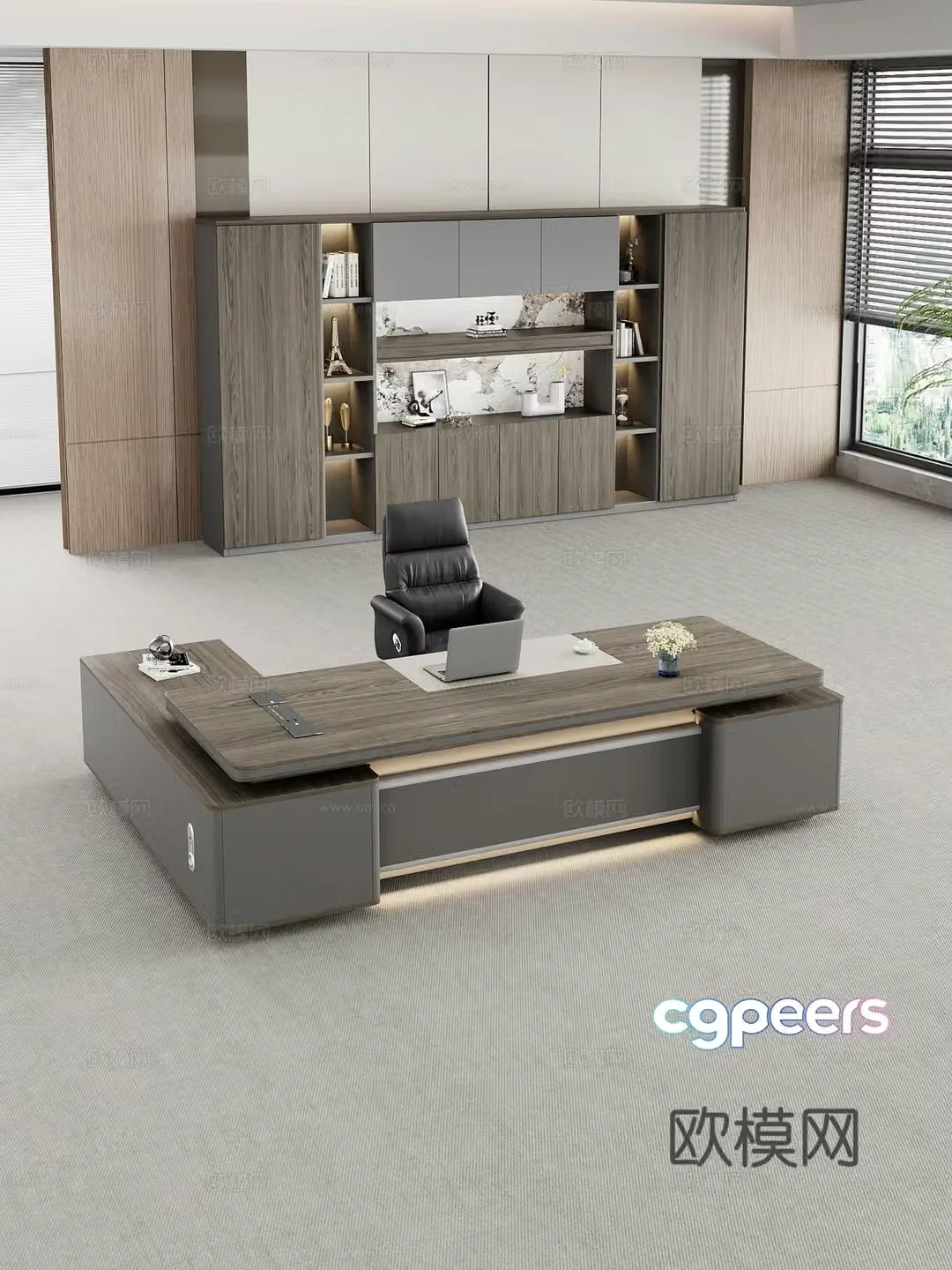 Modern office desk desk boss desk manager desk large desk file cabinet office desk chair 3d model