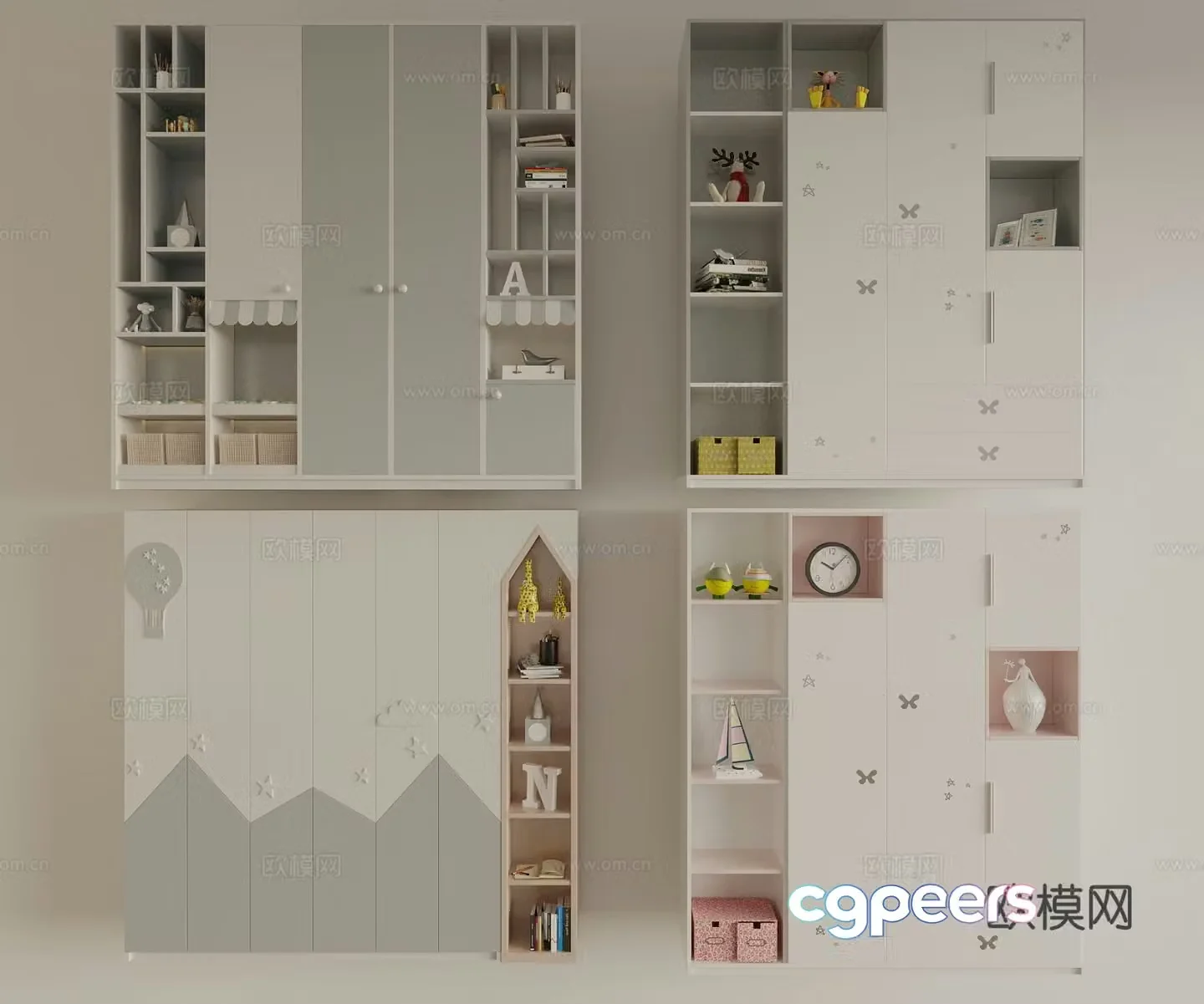 Modern children’s wardrobe toy cabinet 3d model