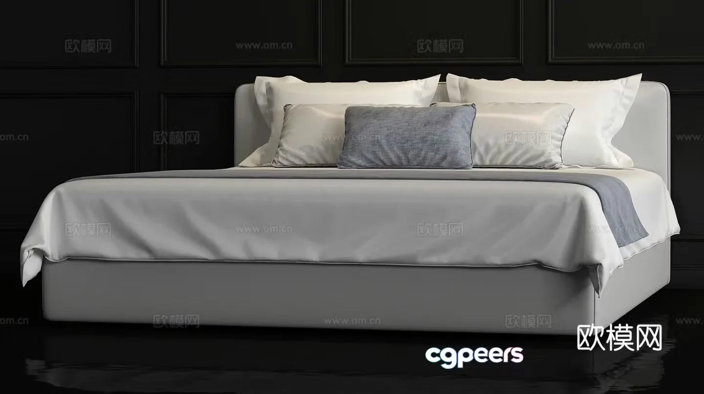 Modern double bed 3d model