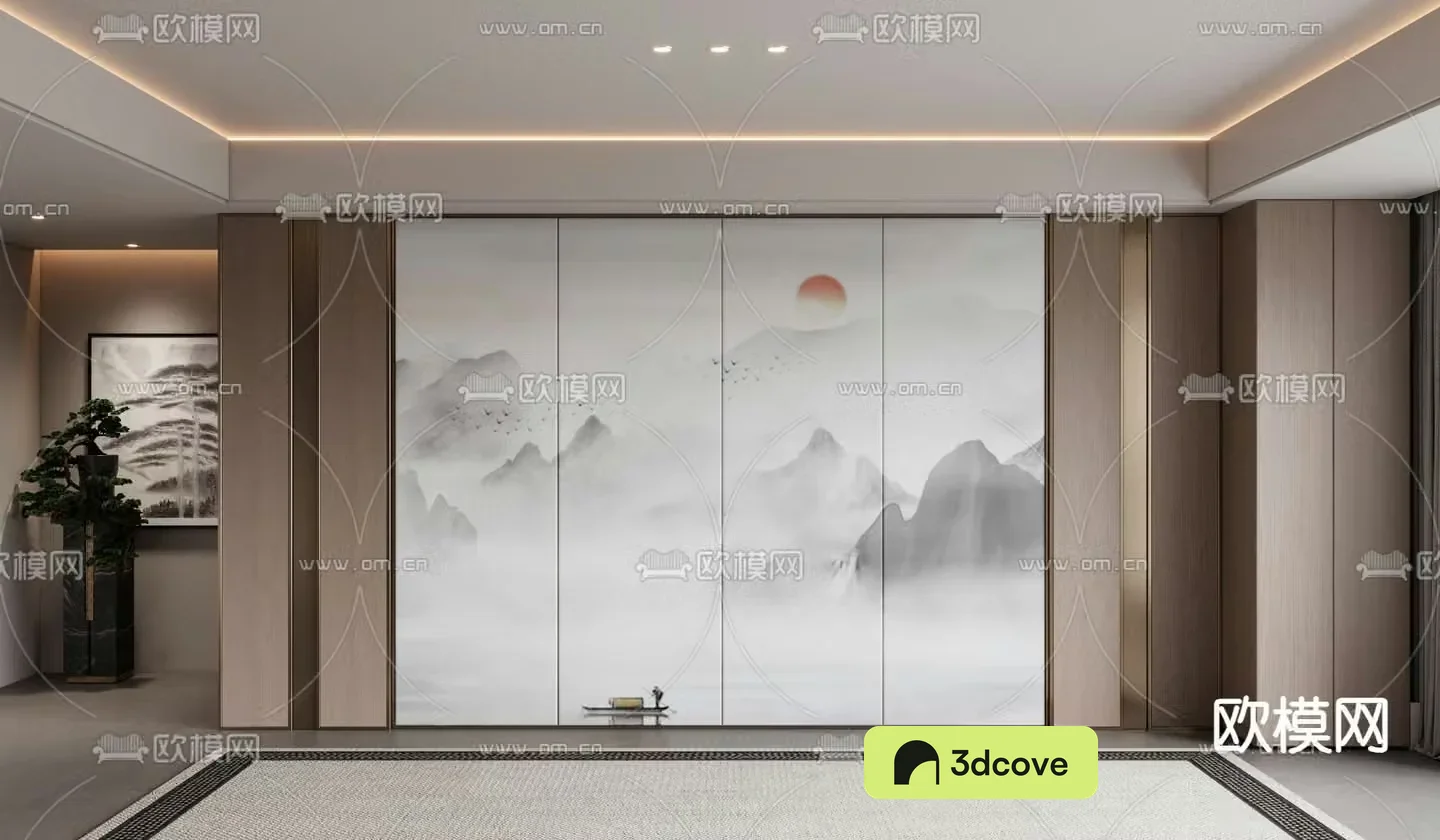 New Chinese style living room background wall