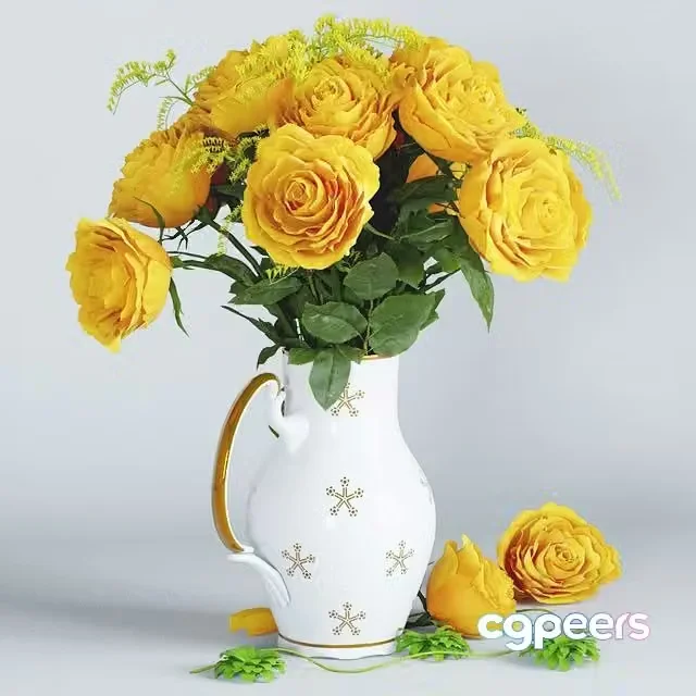 3ds Max Free – Flowers 1, yellow roses