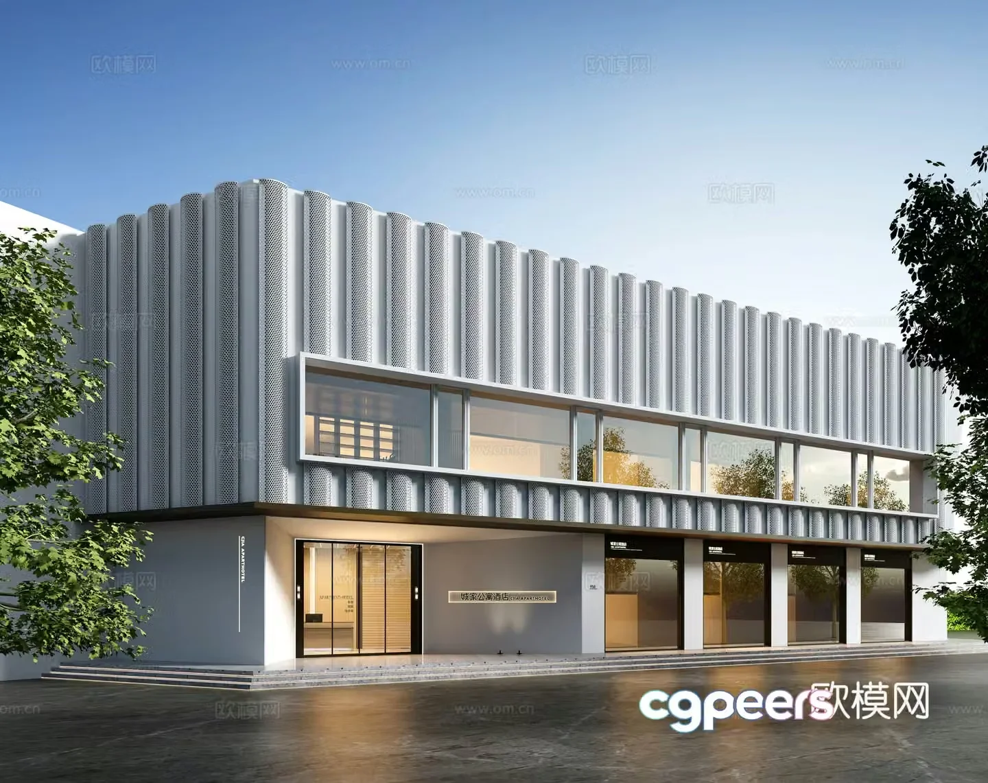 Modern hotel apartment facade 3D model