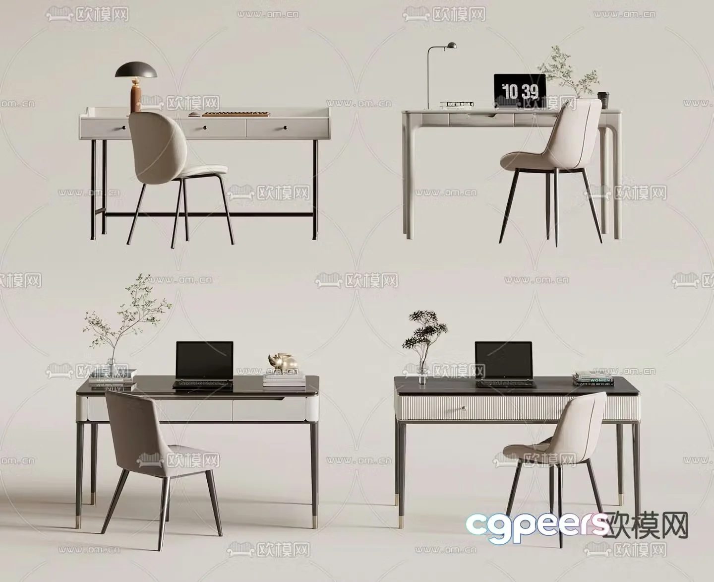 Modern desk writing desk computer desk 3d model