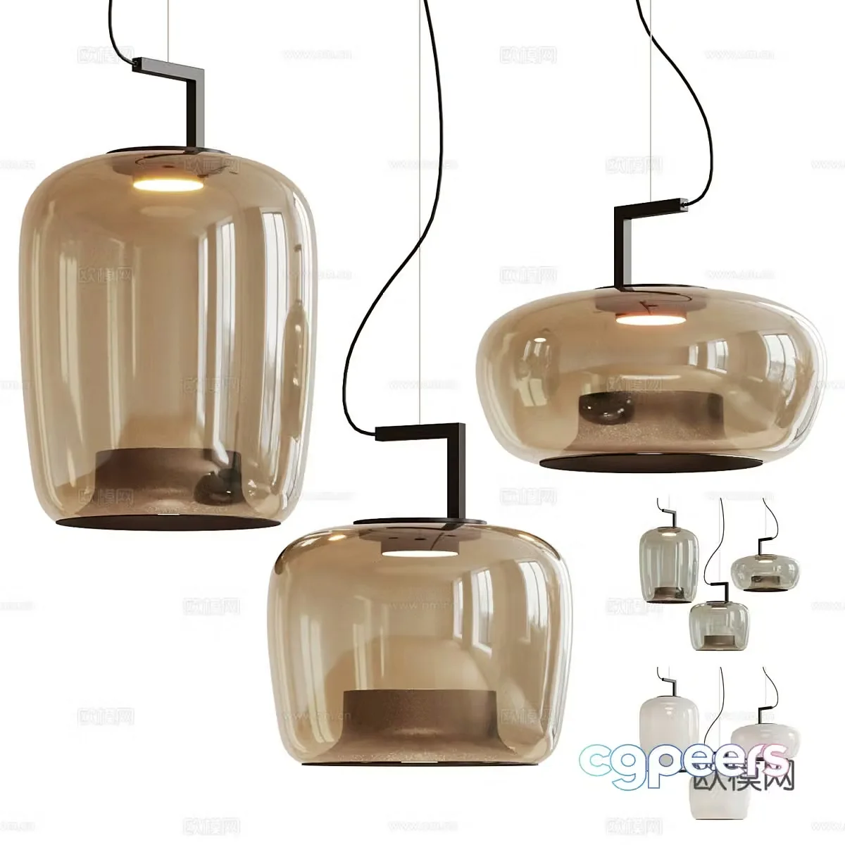 New Chinese style decorative hanging line light 3D model