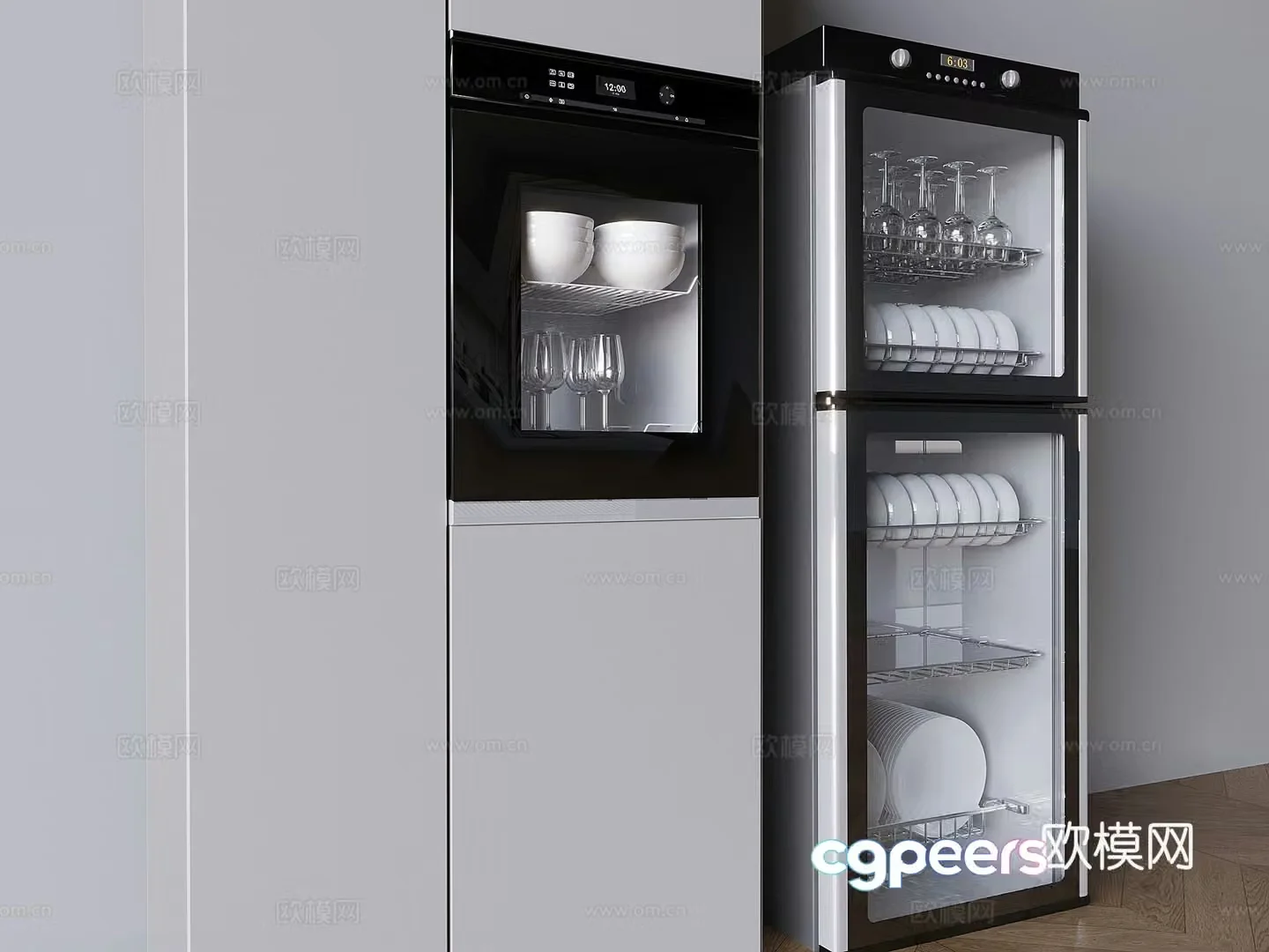 Smart disinfection cabinet dishes 3D model