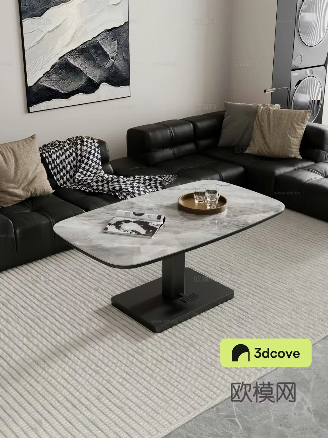 Modern style living room rock-panel coffee table lifting coffee table sofa coffee table combination decoration