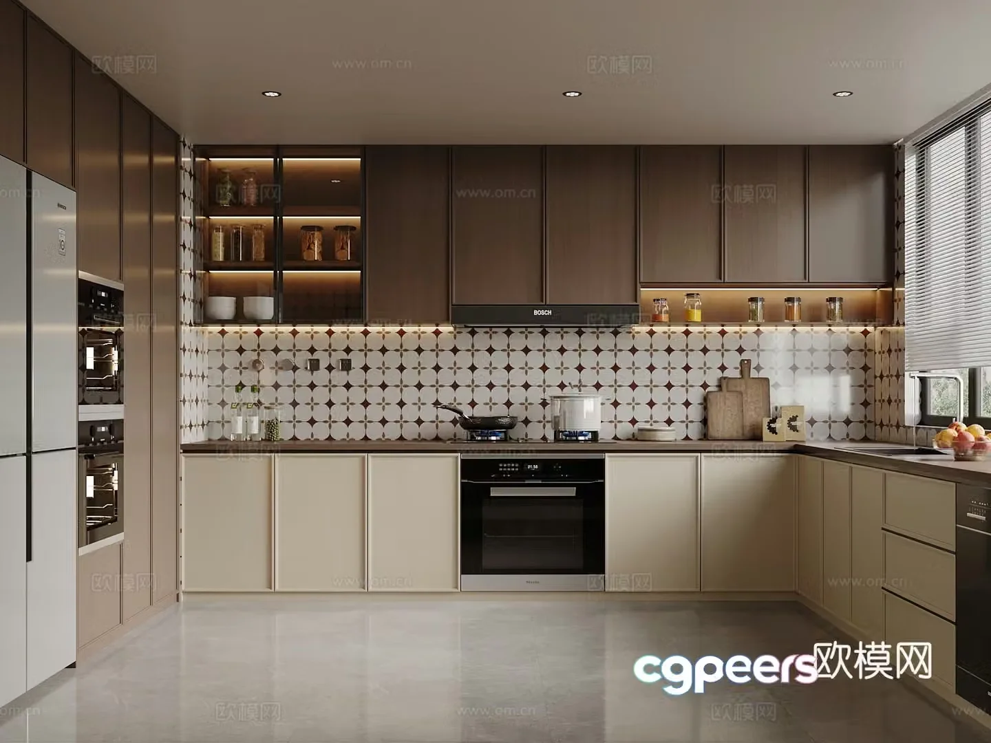 Middle style kitchen refrigerator fume 3d model