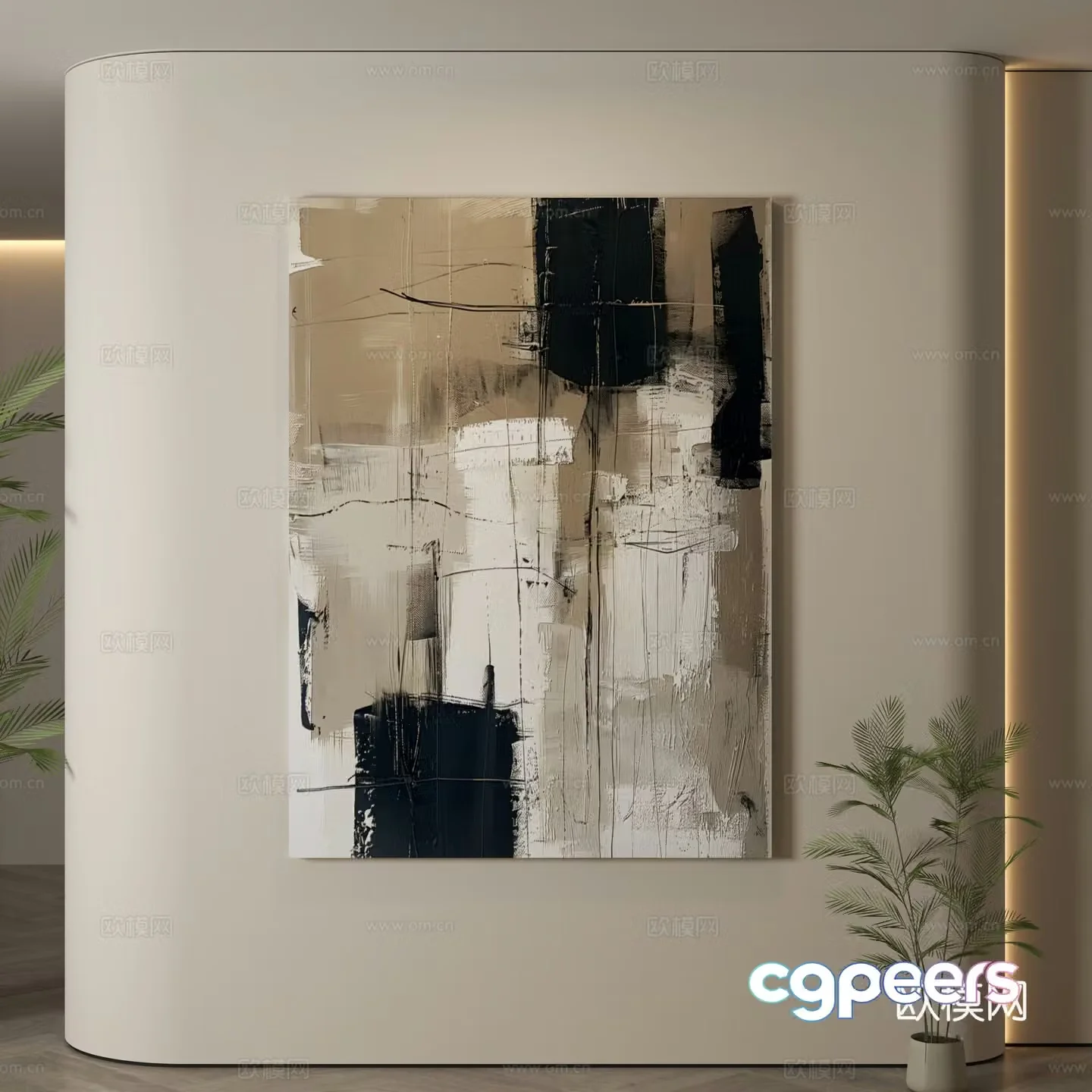 Modern hanging paintings Wasabi wind hanging paintings texture paintings abstract paintings decorative paintings 3D model