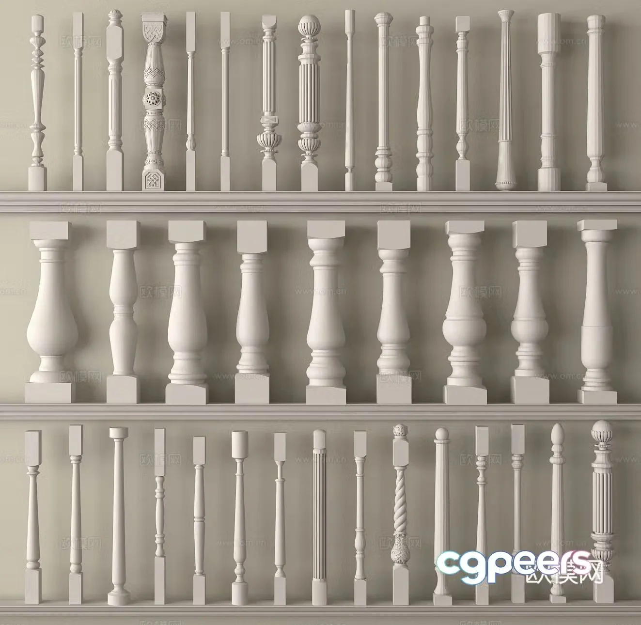 European style pillar Aquarius pillar railing pillar guardrail pillar handrail pillar 3D model