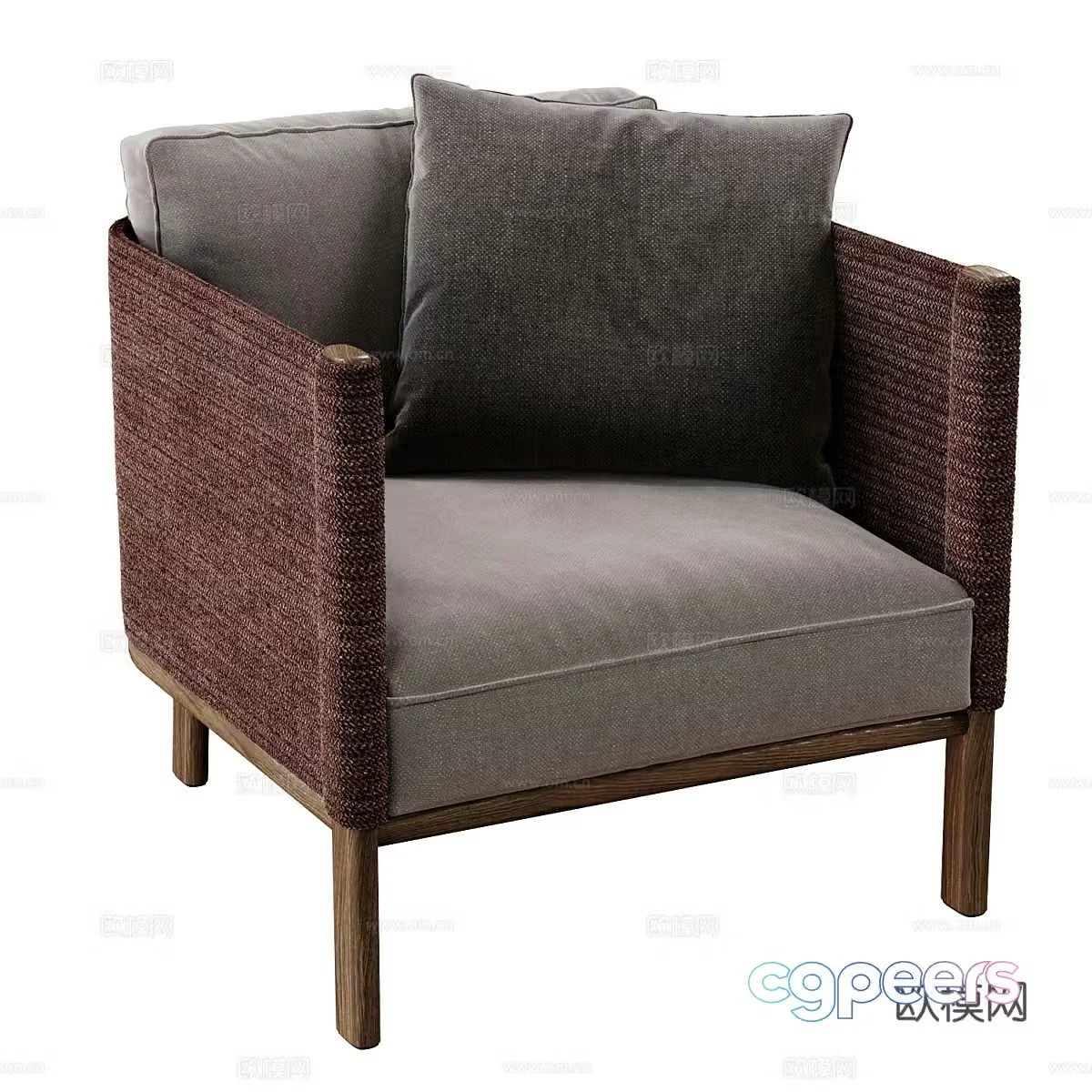 New Chinese -style casual chair armchair 3D model
