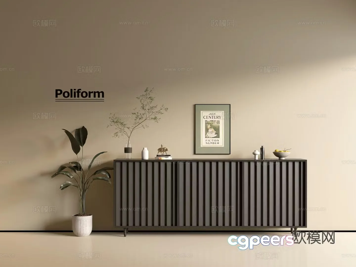 Modern black cabinet ins wind side cabinet chest cabinet low cabinet whole cabinet dining side cabinet balcony cabinet 3d model