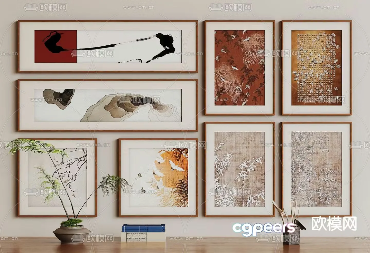 New Chinese style decorative painting 3D model