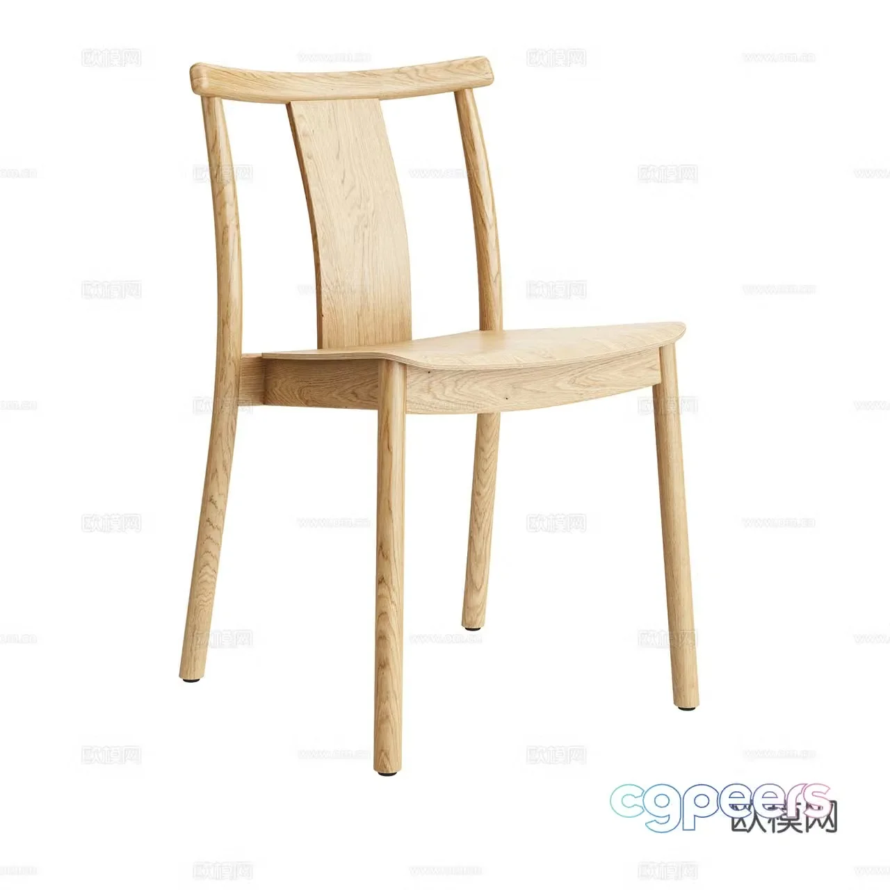 Menu New Chinese dining chair Nordic single chair Oak chair Wooden chair Minimalist chair Dining chair 3d model