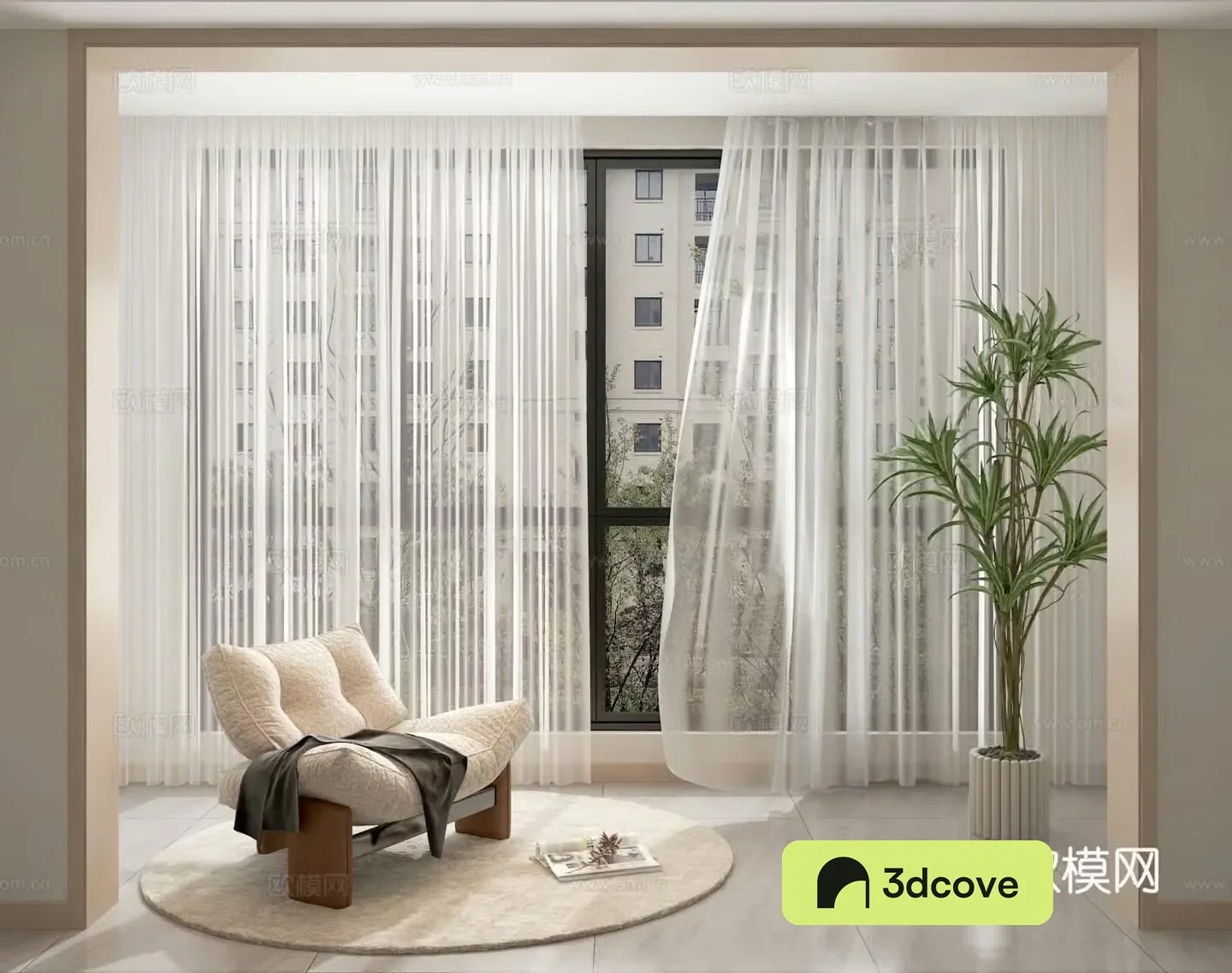 Modern balcony lazy sofa window screen curtain