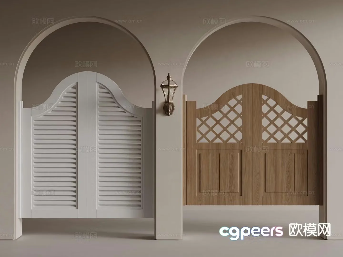 Middle-aged half-waisted door fence gate courtyard door denim door 3d model