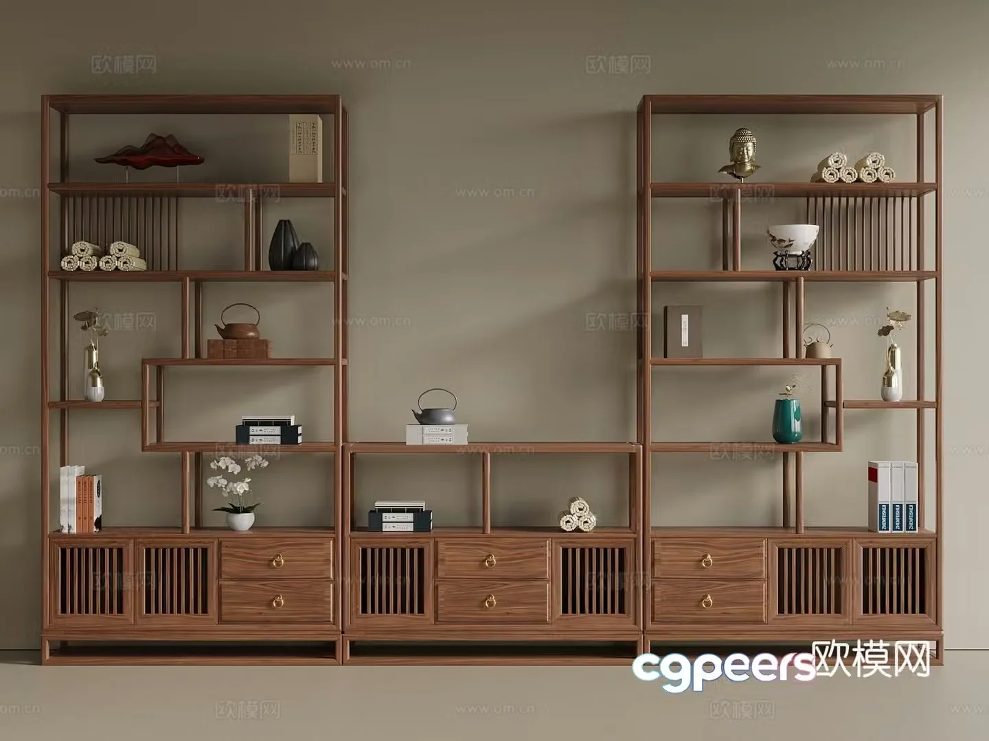 New Chinese style Chinese style Bo Ancient Shelf Bo Ancient Shelf Tea Cabinet Side Cabinet Low Cabinet 3D Model