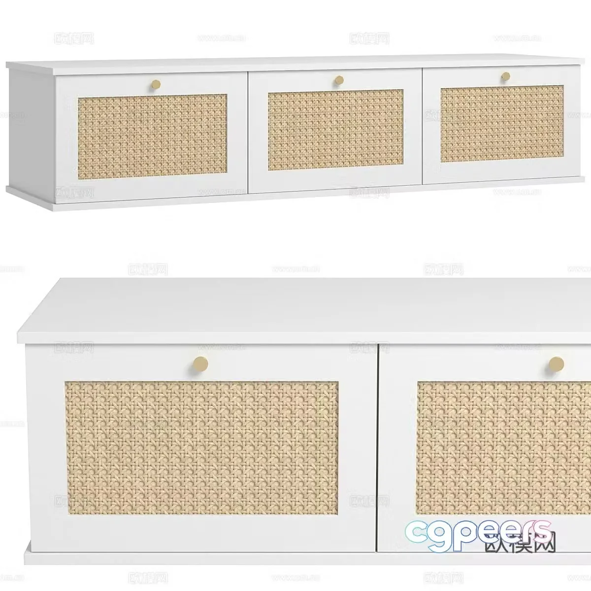 Modern Nordic log TV cabinet 3d model