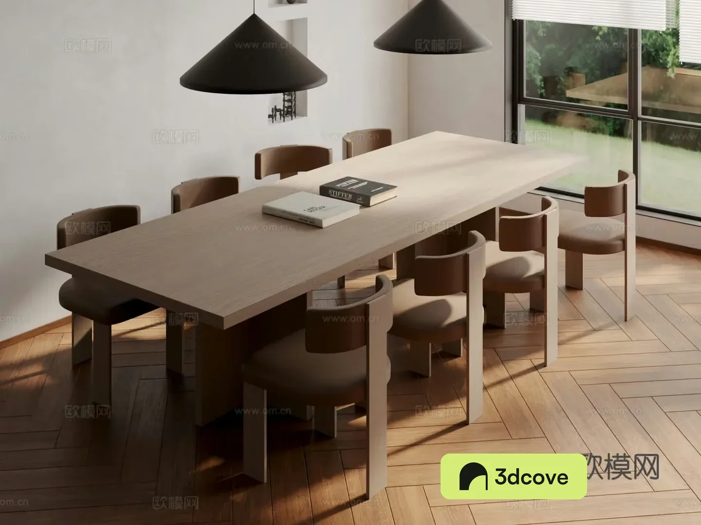 Modern solid wood dining table and chairs