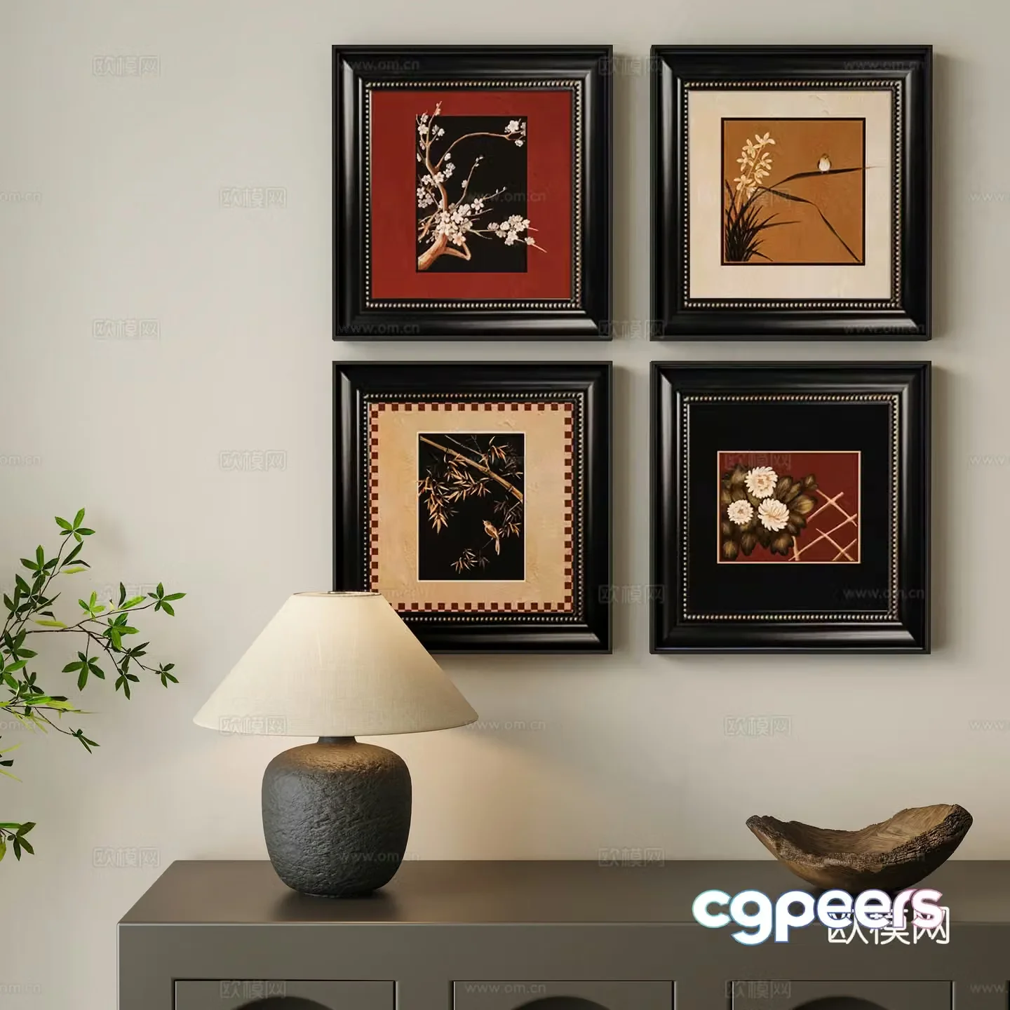 French hanging paintings retro combination paintings 3D model