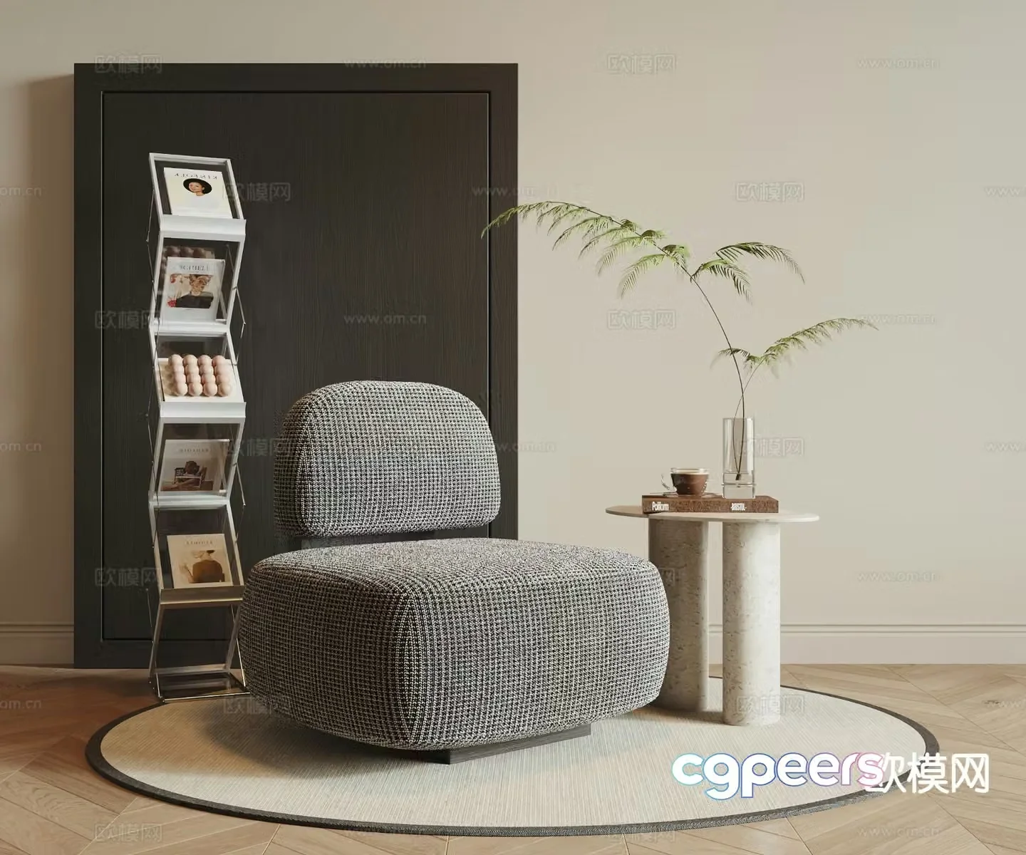 Wabi-sabi single sofa 3d model