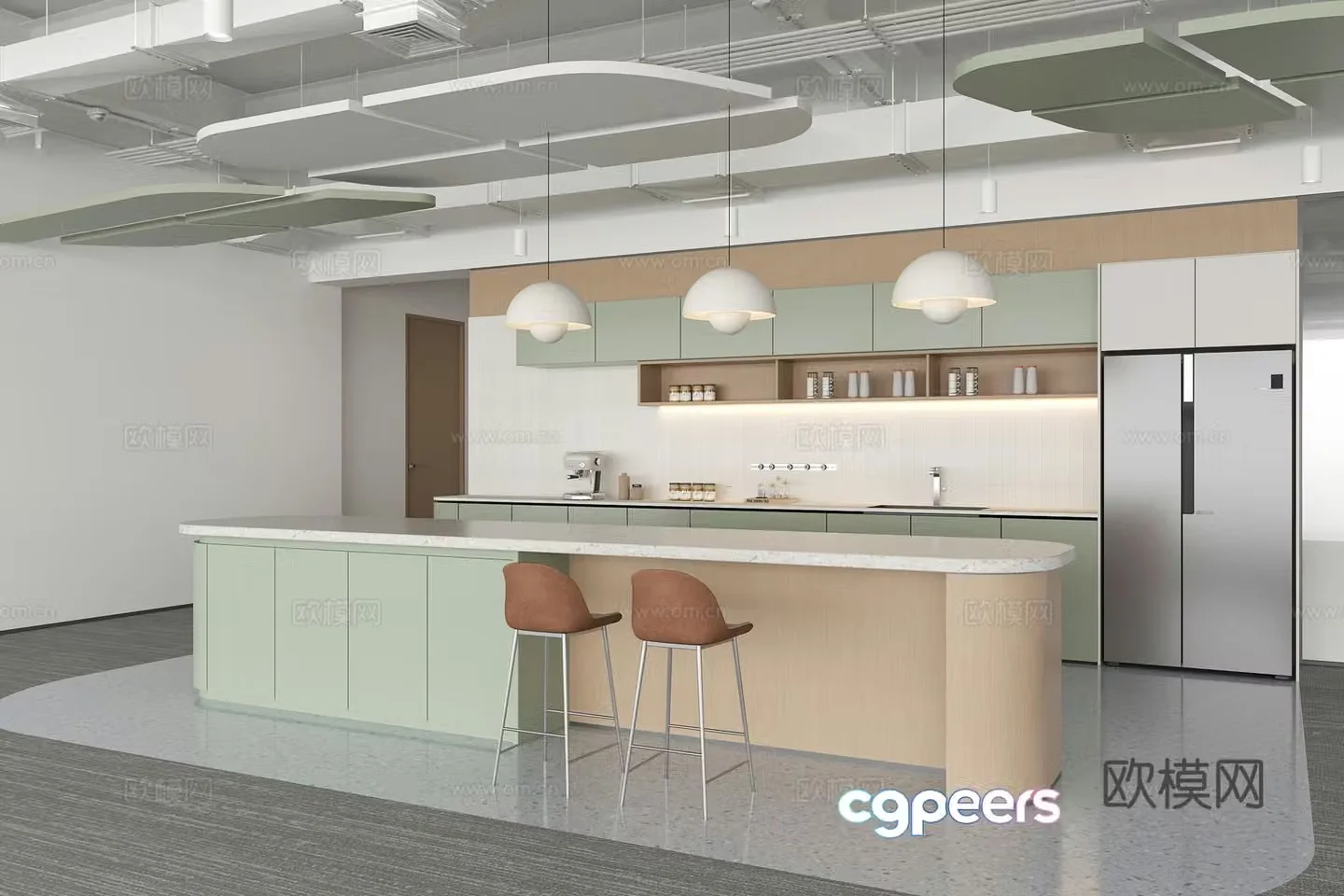 Modern tea room office and lounge area leisure area 3d model