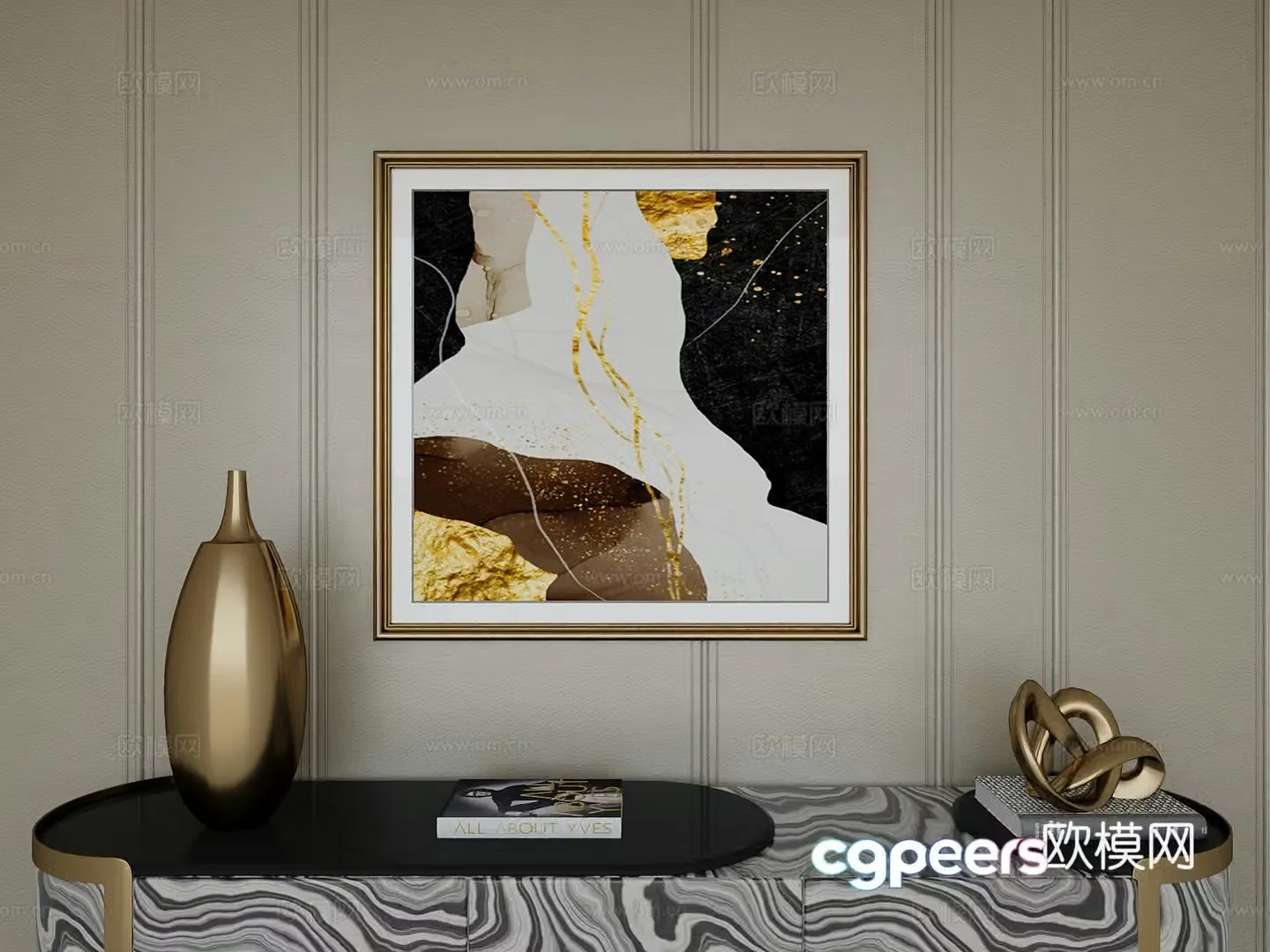 Italian light luxury high-end hanging painting 3D model
