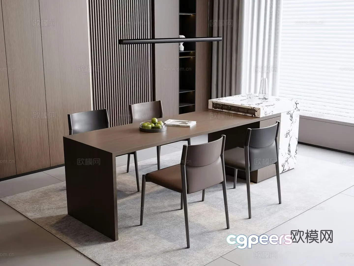 Italian dining table and chairs 3d model