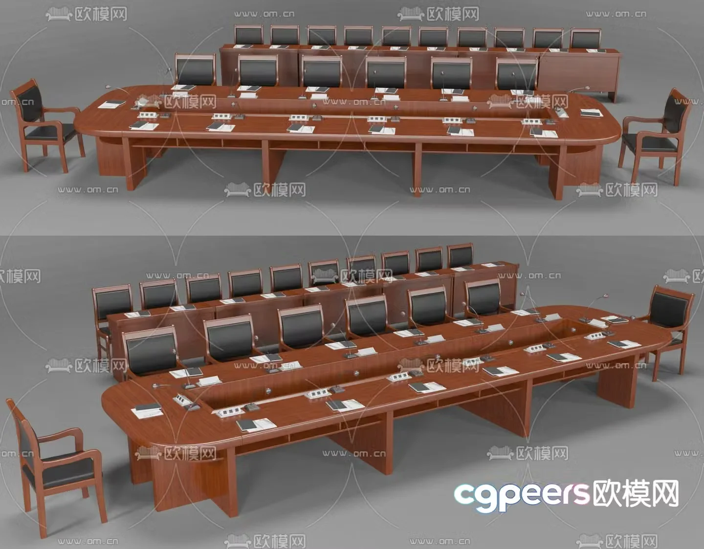 Chinese style conference table and chairs conference table 3d model