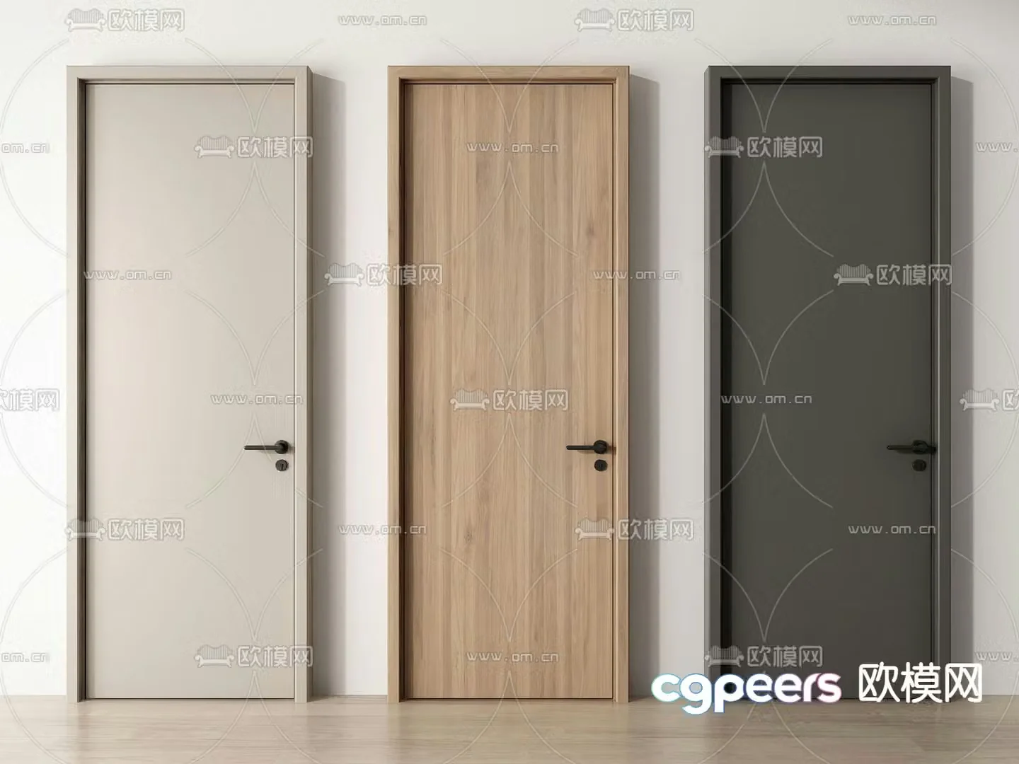 Single-open door Swing door Bedroom door Wooden door 3d model